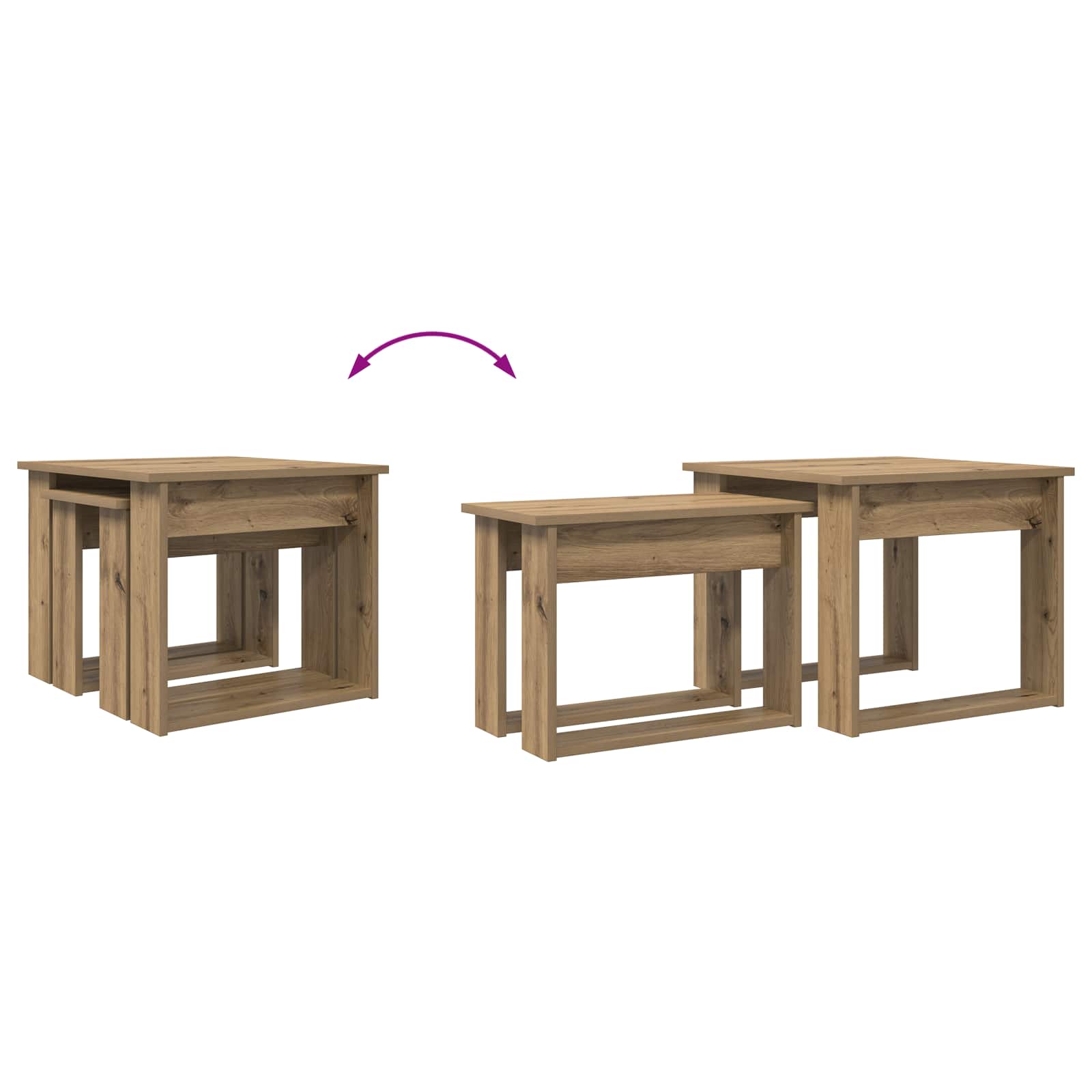 Set stolića za kavu 2 pcs Umjetnički hrast Konstruirano drvo