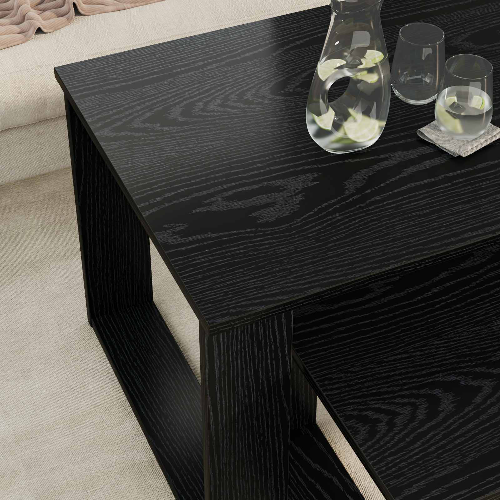 Set stolića za kavu 2 pcs Crni hrast Konstruirano drvo