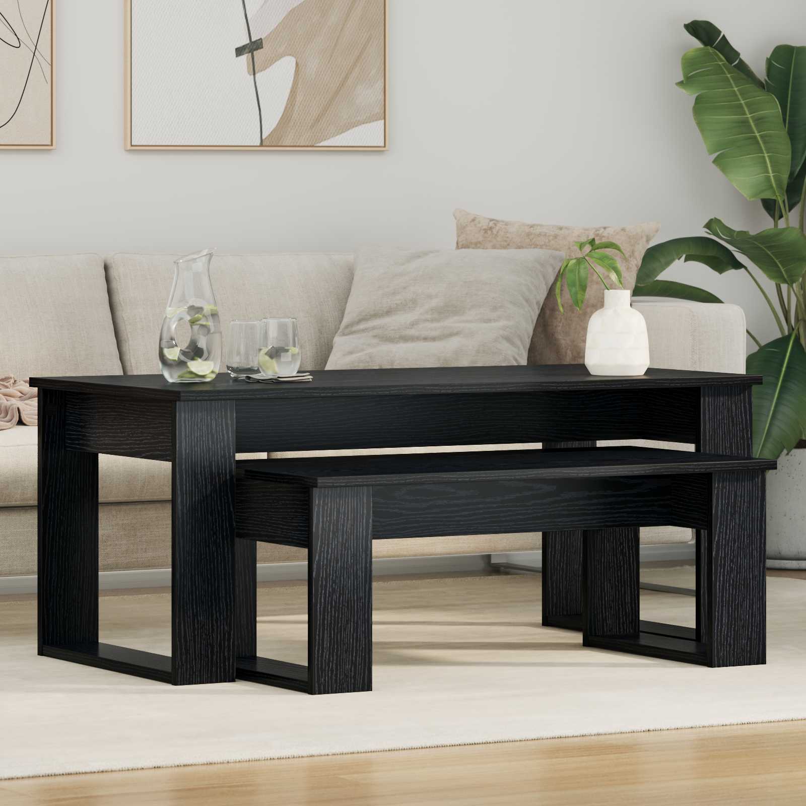 Set stolića za kavu 2 pcs Crni hrast Konstruirano drvo
