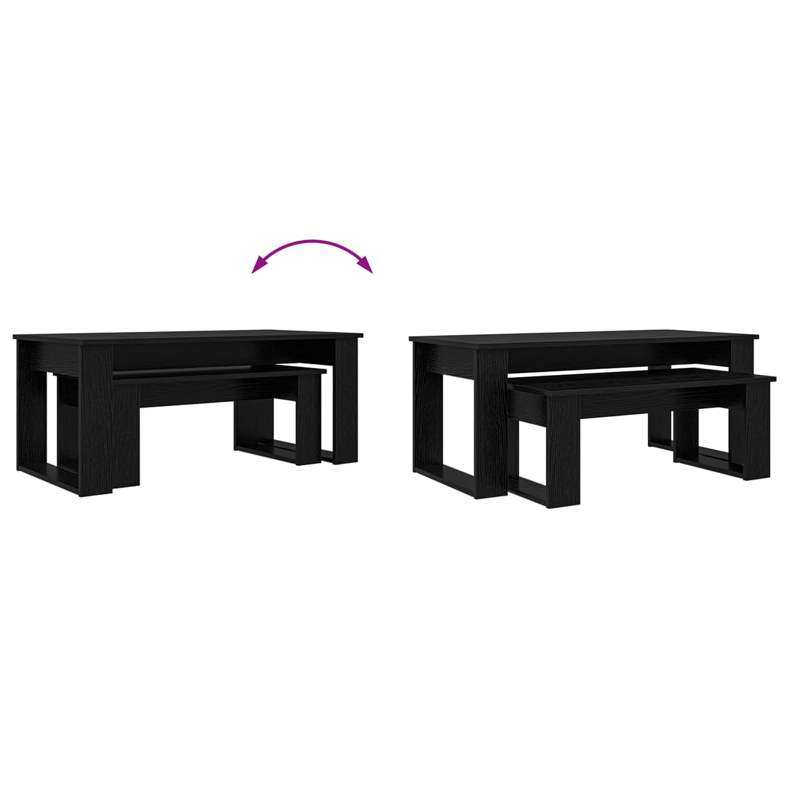 Set stolića za kavu 2 pcs Crni hrast Konstruirano drvo