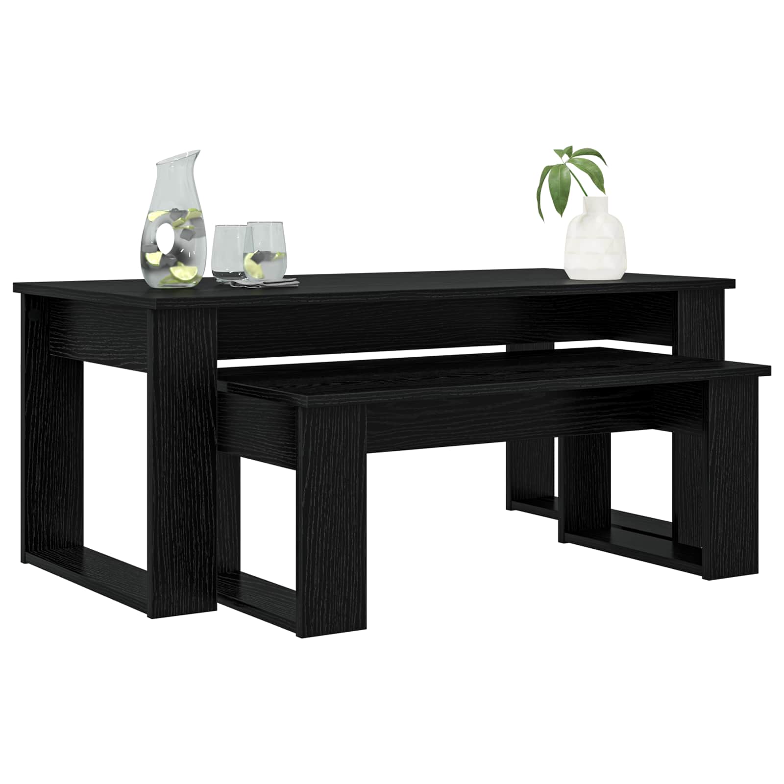 Set stolića za kavu 2 pcs Crni hrast Konstruirano drvo