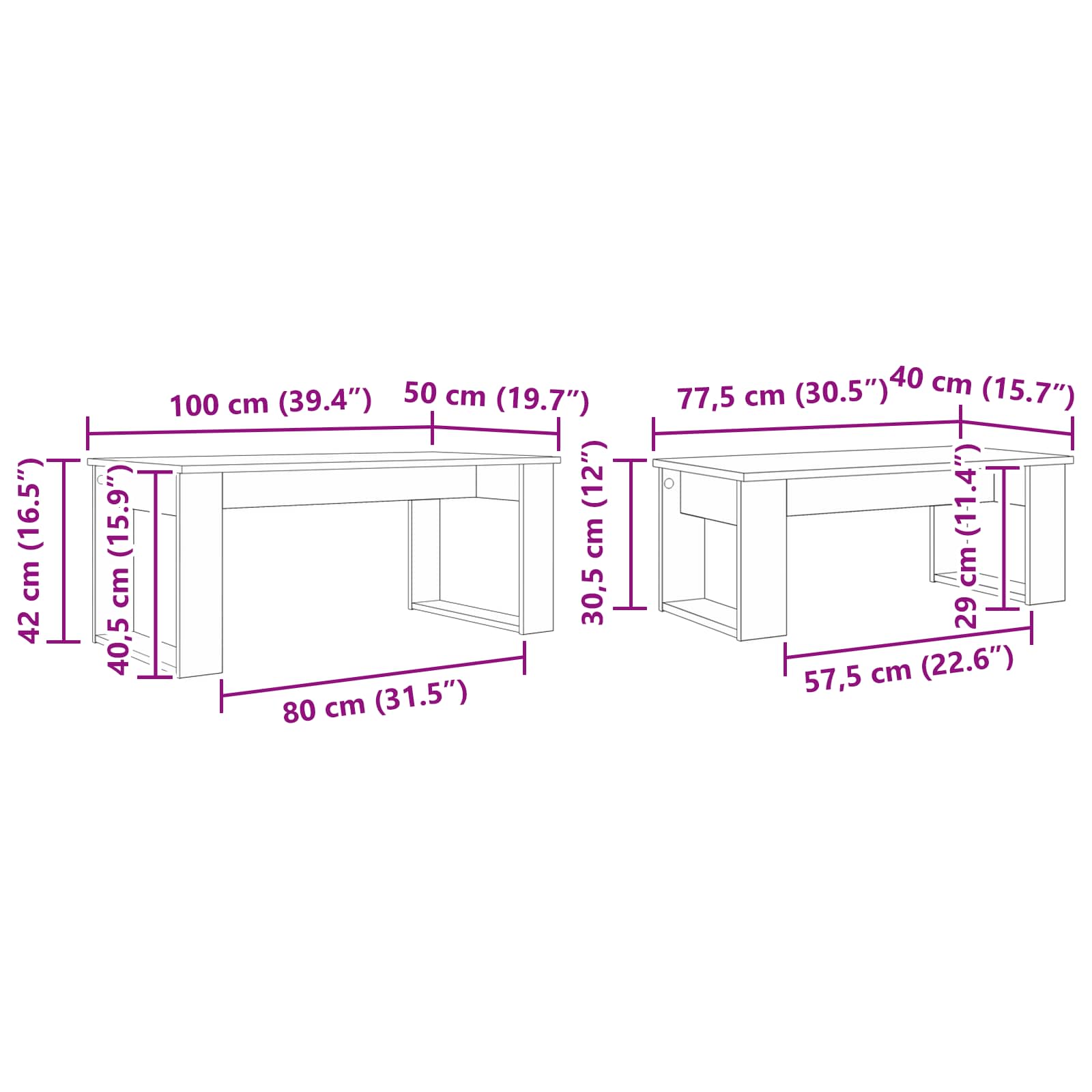 Set stolića za kavu 2 pcs Crni hrast Konstruirano drvo