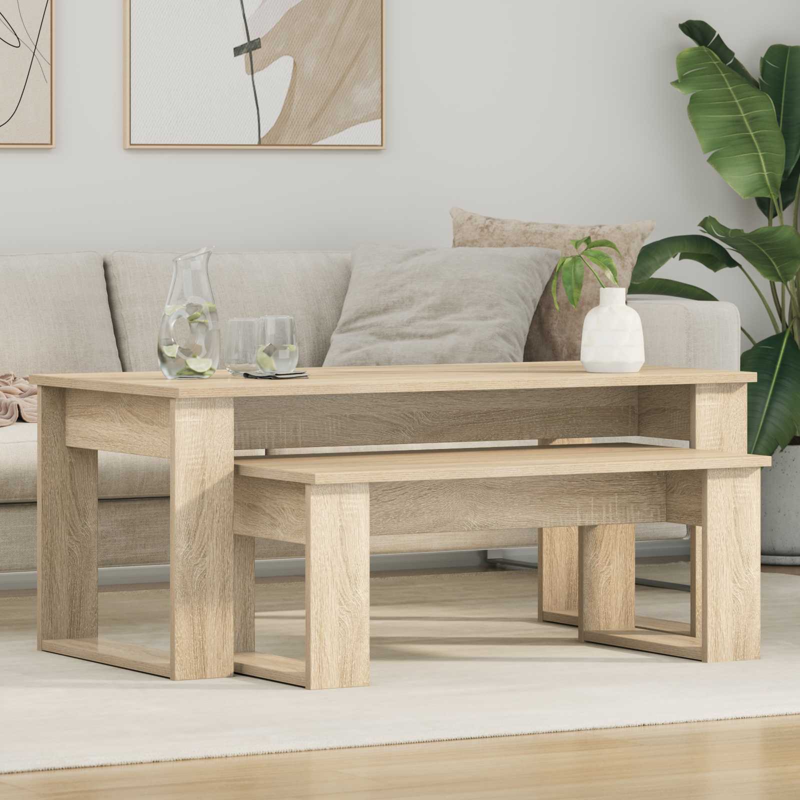 Set stolića za kavu 2 pcs Sonoma hrast Konstruirano drvo