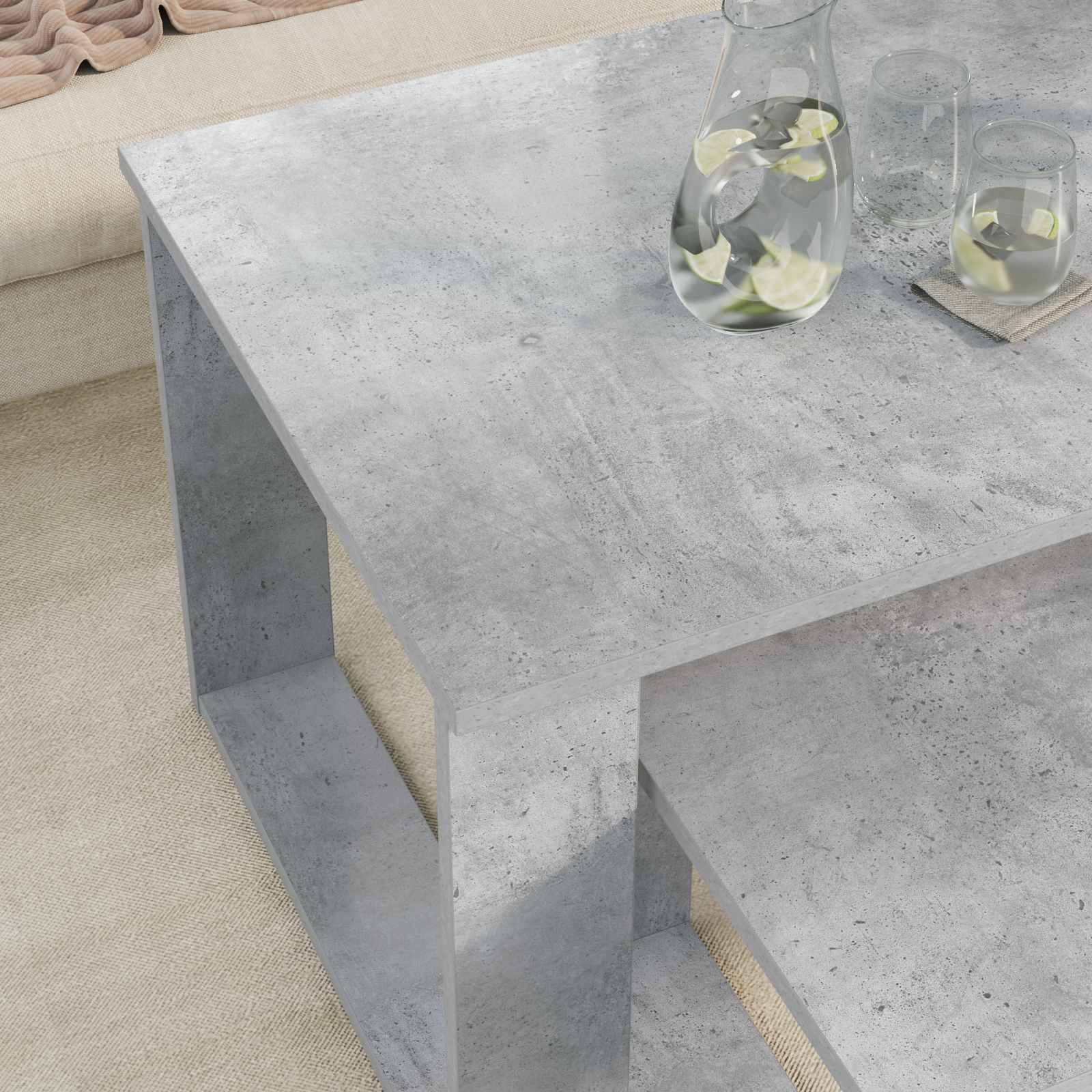 Set stolića za kavu 2 pcs Betonski sivi Konstruirano drvo