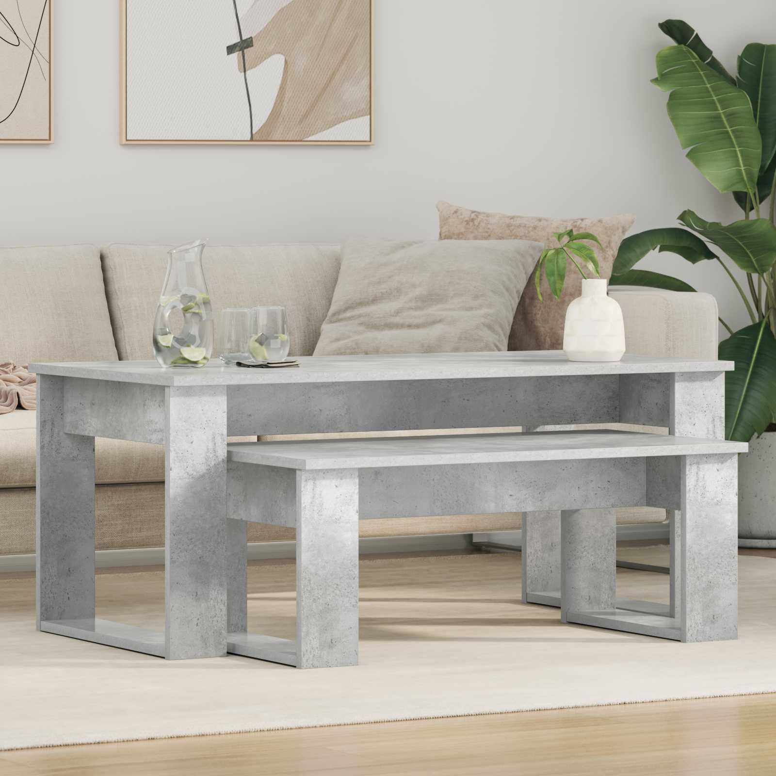 Set stolića za kavu 2 pcs Betonski sivi Konstruirano drvo
