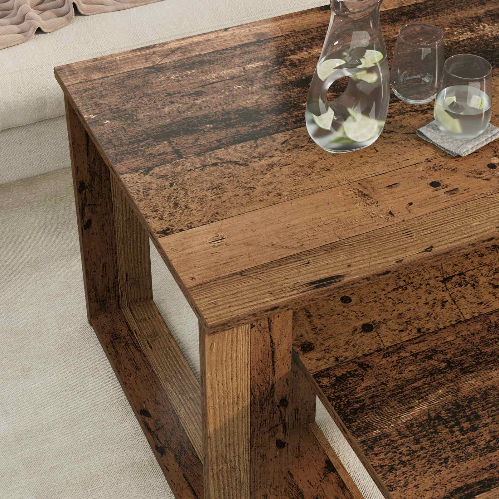Set stolića za kavu 2 pcs Staro drvo Konstruirano drvo