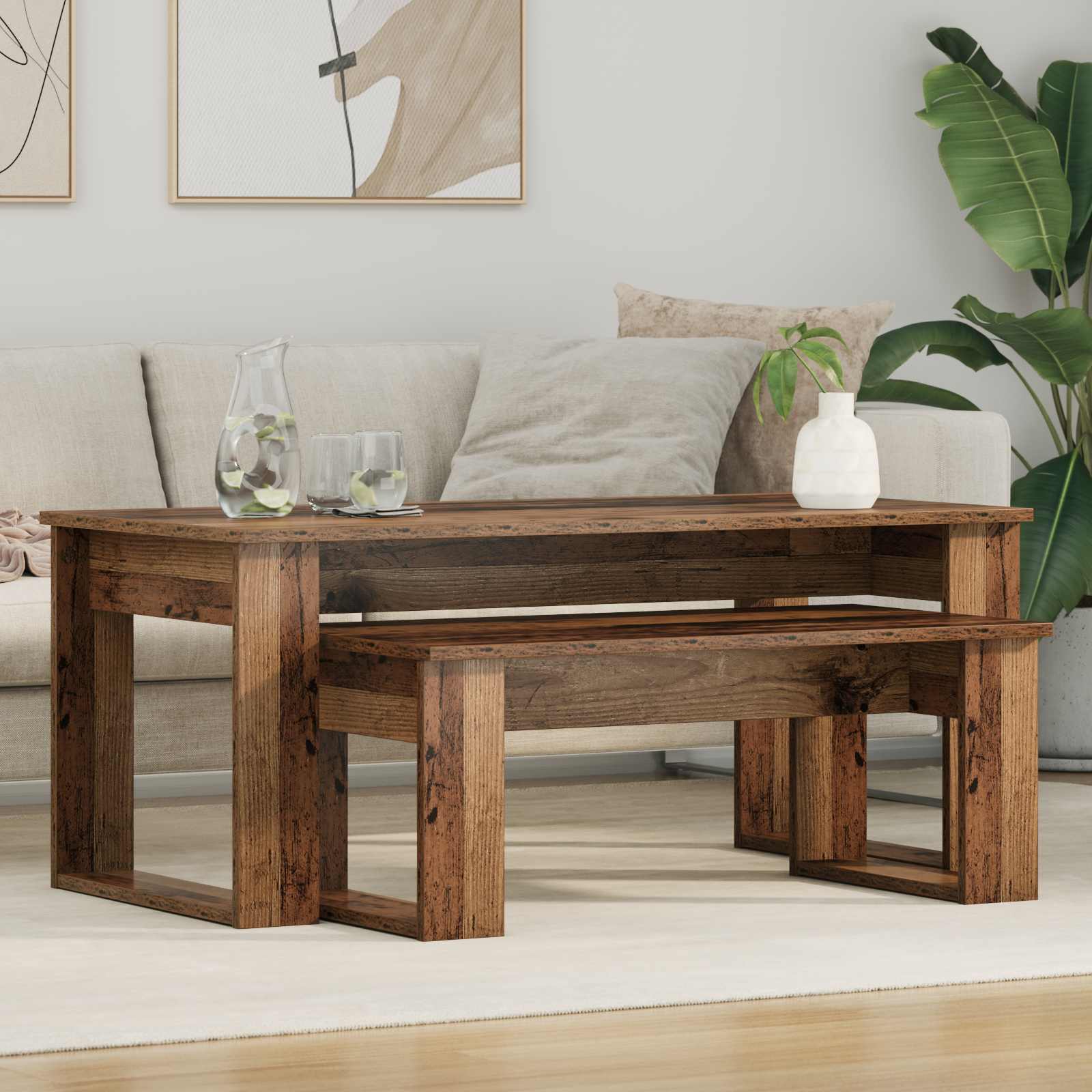 Set stolića za kavu 2 pcs Staro drvo Konstruirano drvo
