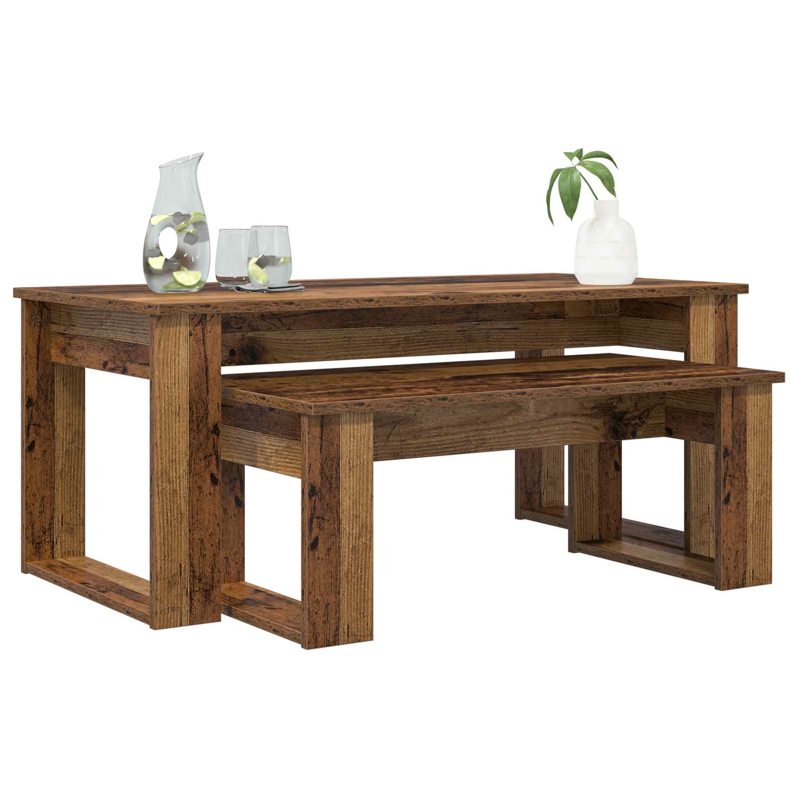 Set stolića za kavu 2 pcs Staro drvo Konstruirano drvo