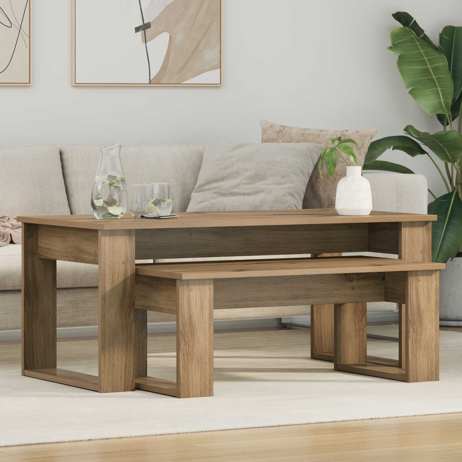 Set stolića za kavu 2 pcs Umjetnički hrast Konstruirano drvo