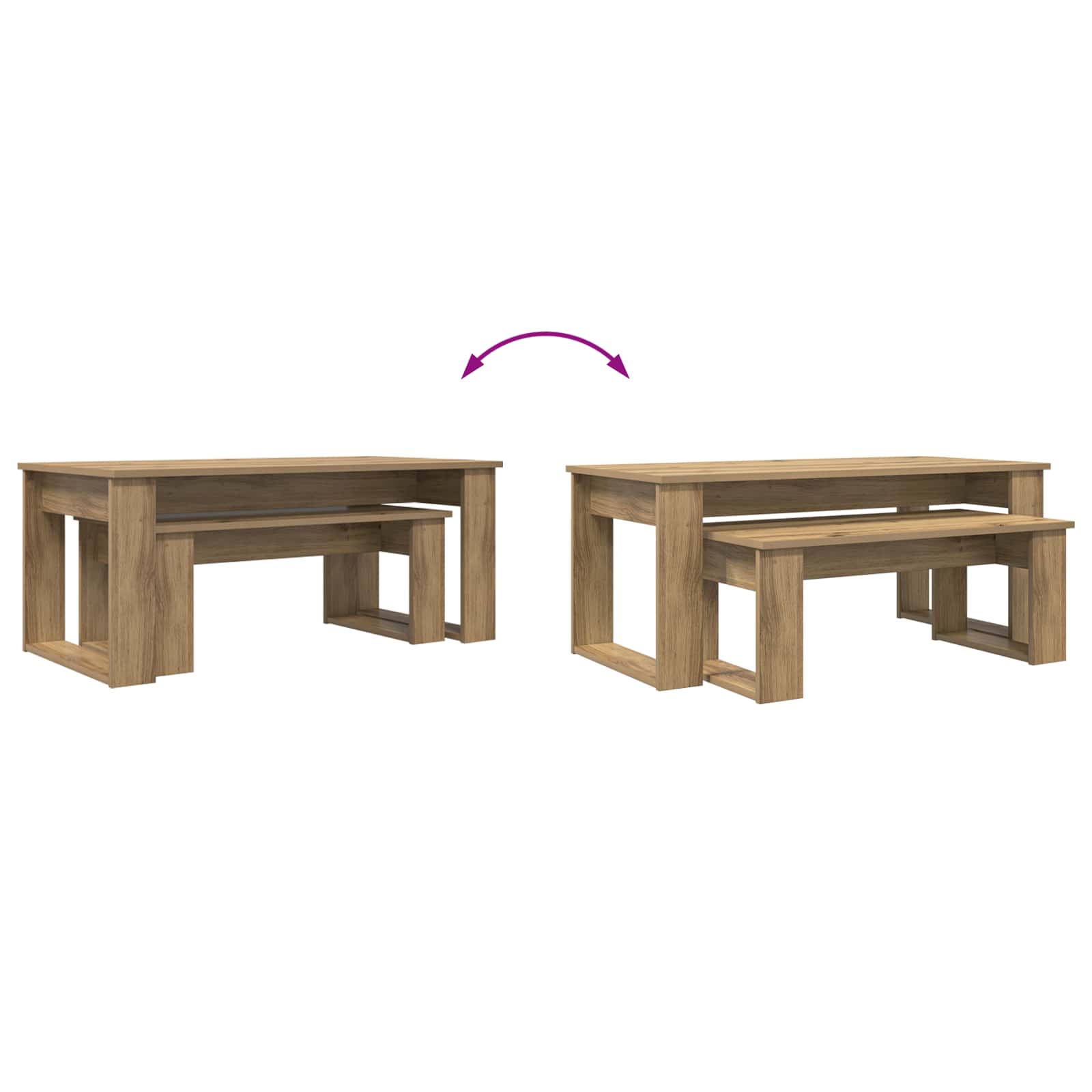Set stolića za kavu 2 pcs Umjetnički hrast Konstruirano drvo