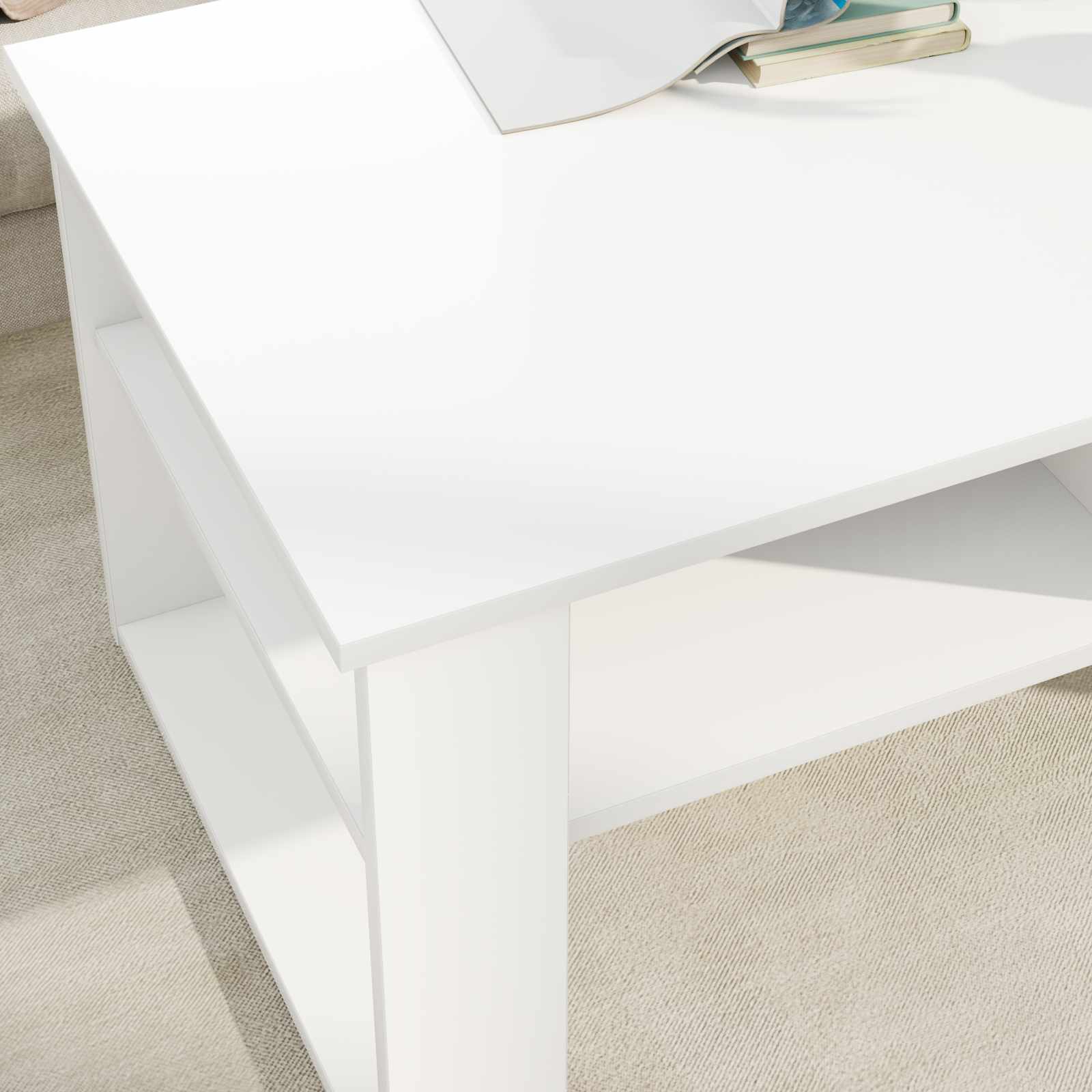 Kava Stol s pohranom Bijelo 96 x 54 x 44 cm Konstruirano drvo