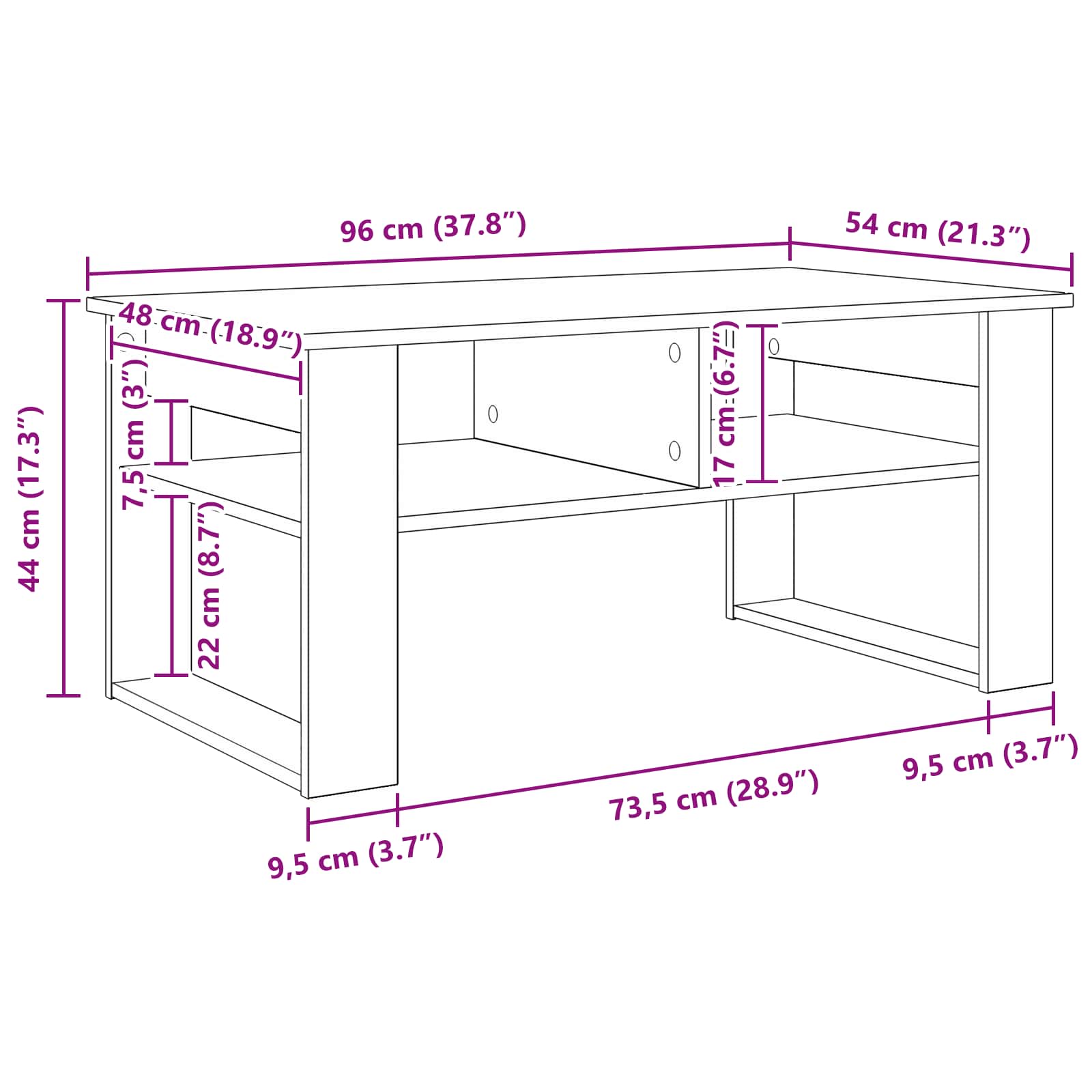 Kava Stol Betonski sivi 96 x 54 x 44 cm Konstruirano drvo