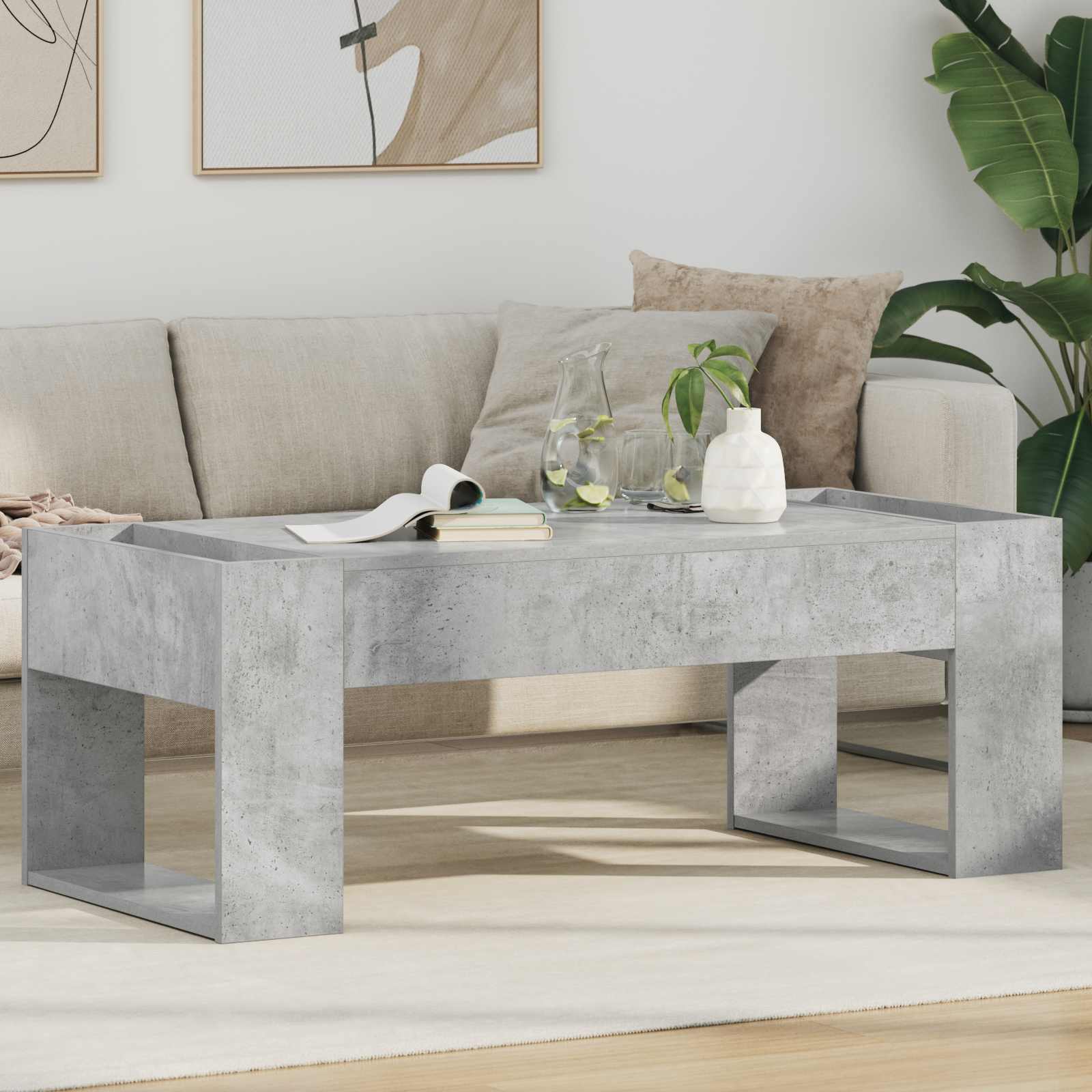 Kava Stol Betonski sivi 110 x 50 x 41 cm Konstruirano drvo
