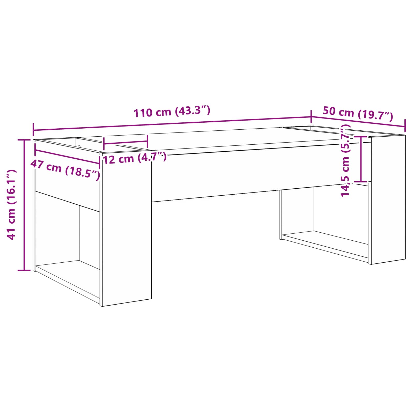 Kava Stol Staro drvo 110 x 50 x 41 cm Konstruirano drvo