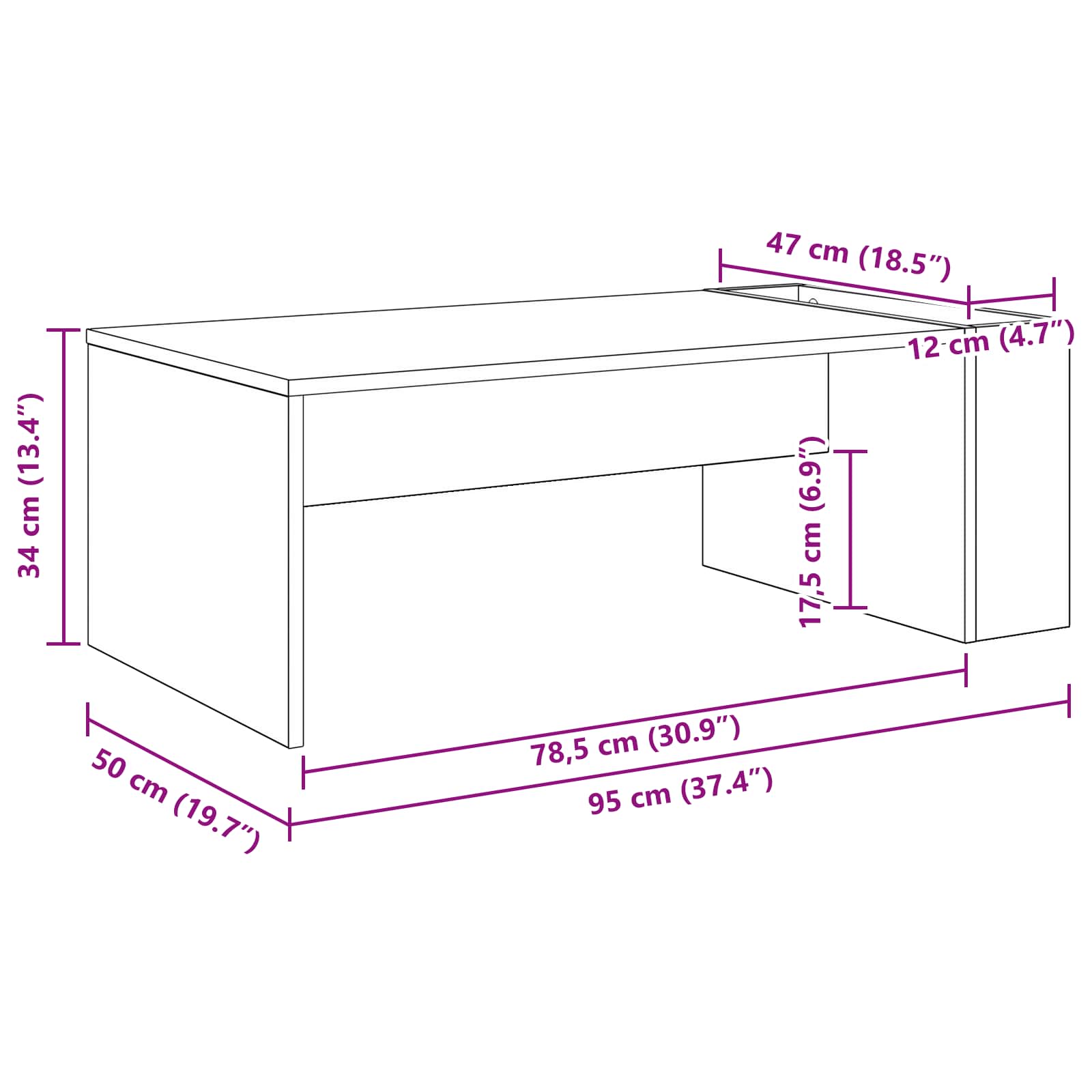 Kava Stol Sonoma hrast 95 x 50 x 34 cm Konstruirano drvo