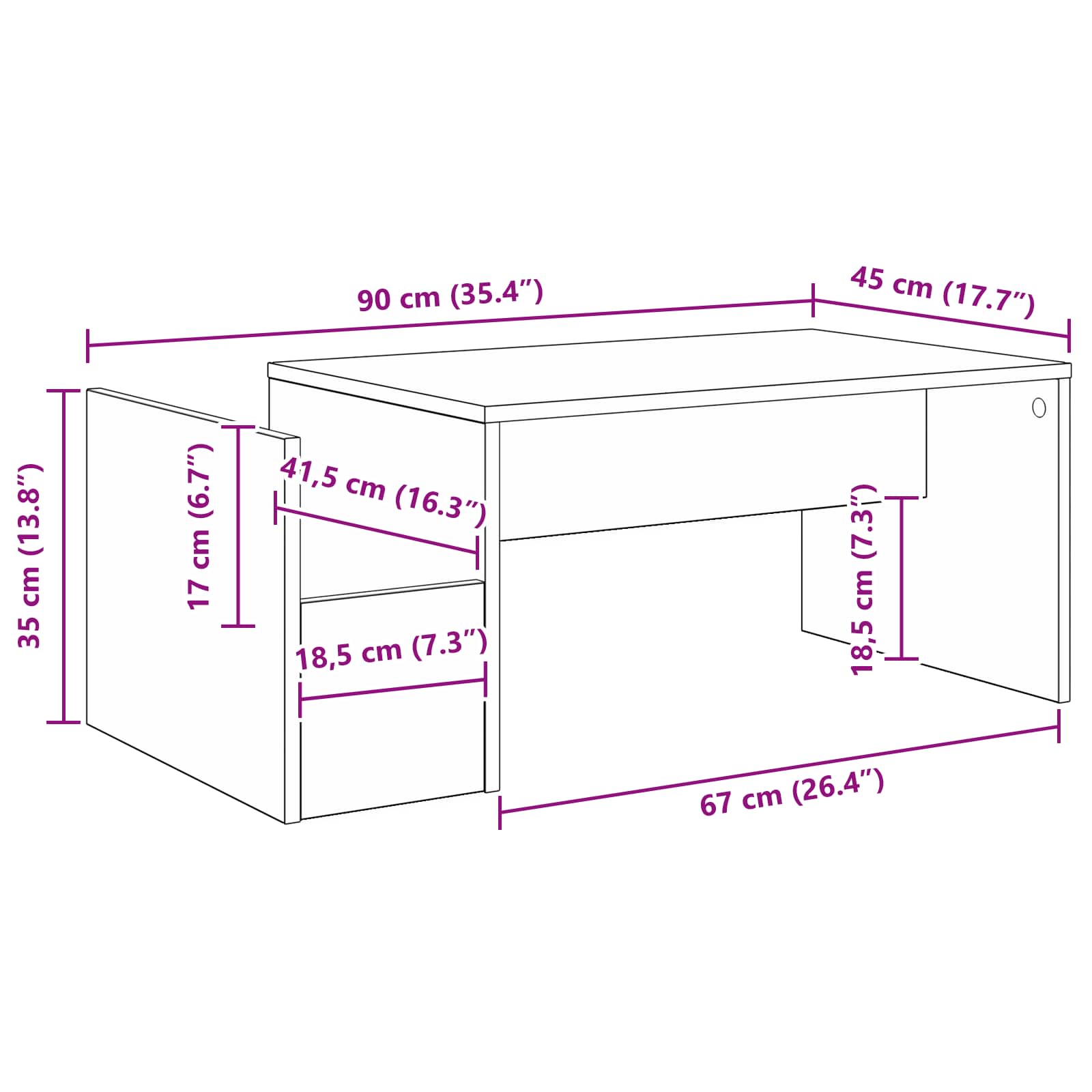 Kava Stol Bijelo 90 x 45 x 35 cm Konstruirano drvo