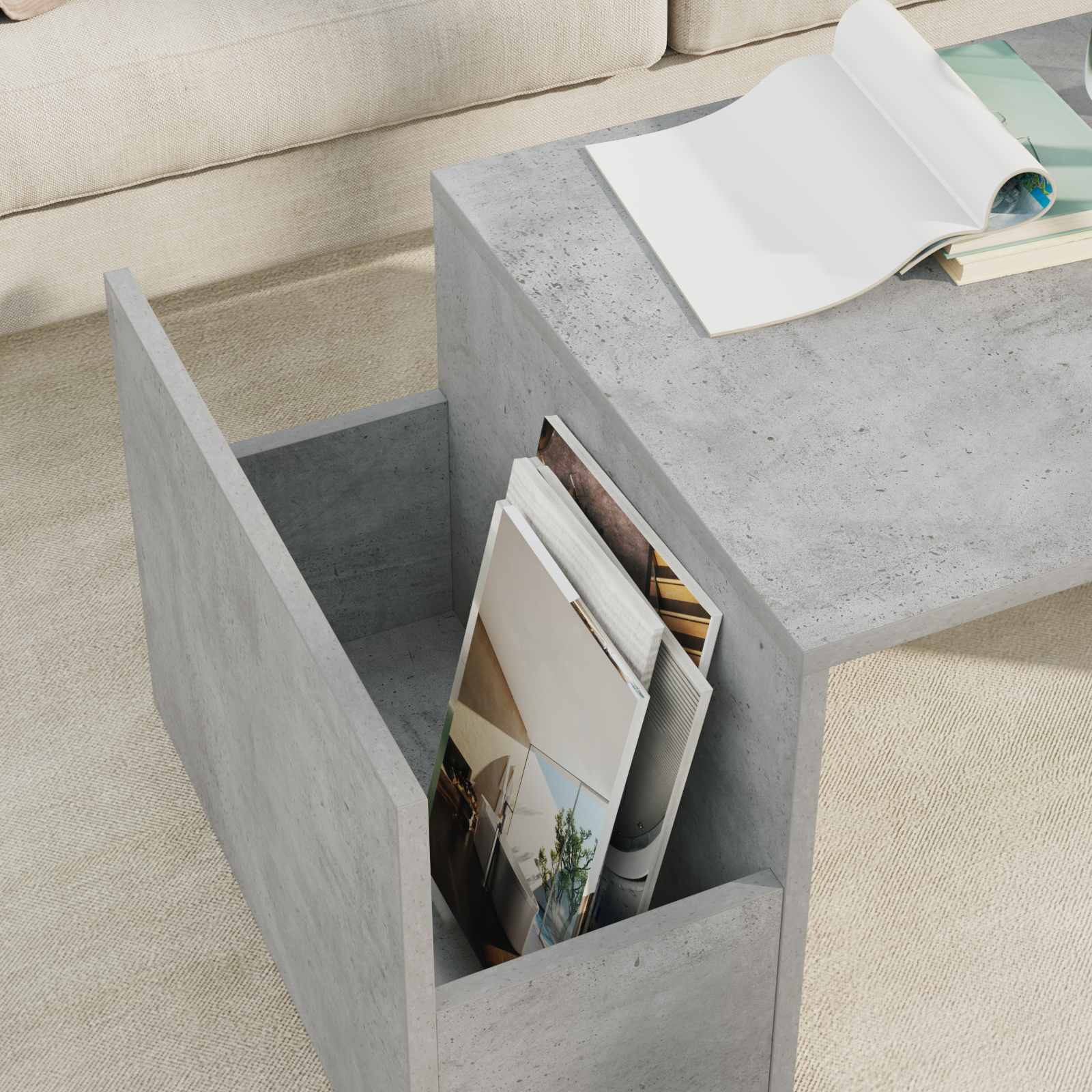 Kava Stol Betonski sivi 90 x 45 x 35 cm Konstruirano drvo