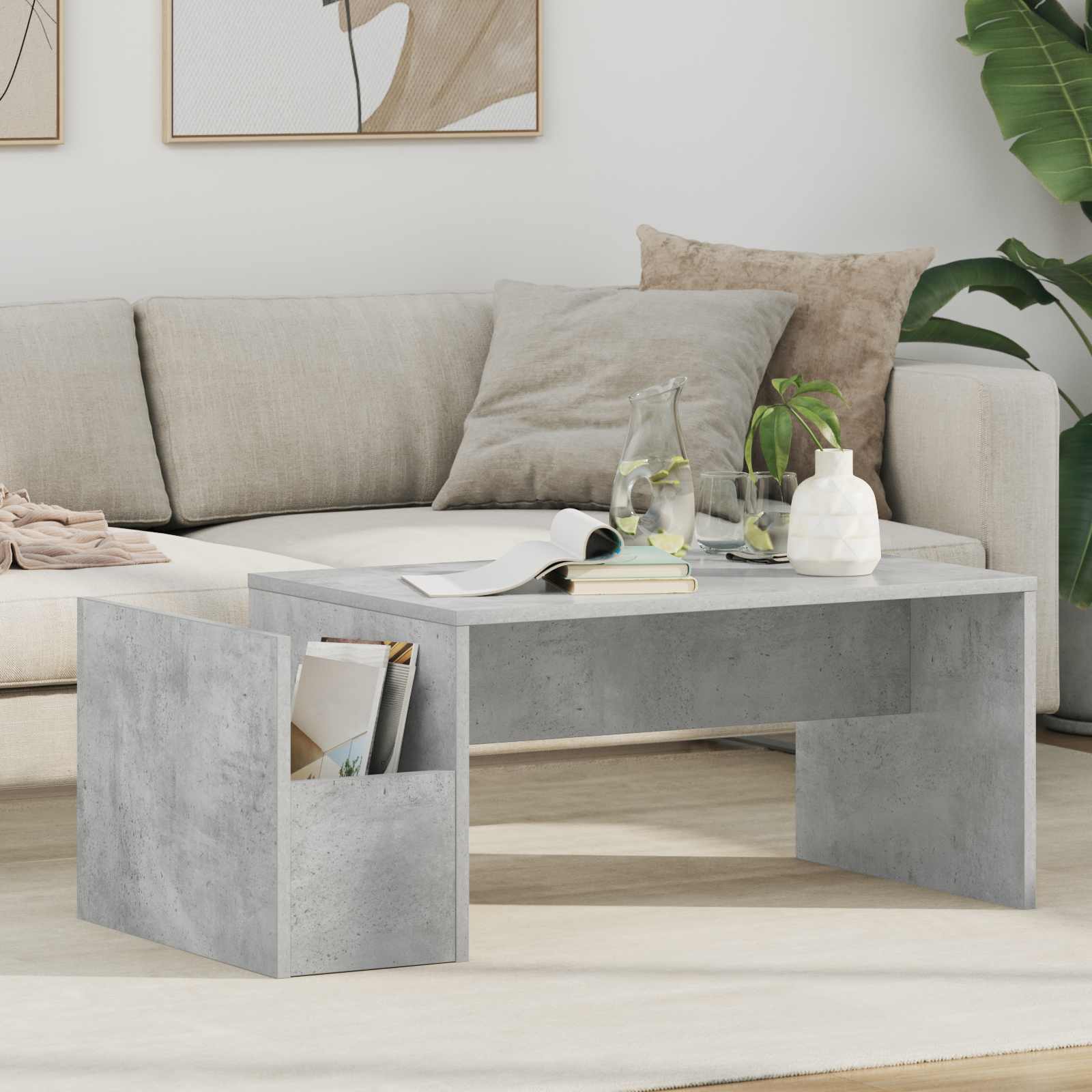 Kava Stol Betonski sivi 90 x 45 x 35 cm Konstruirano drvo