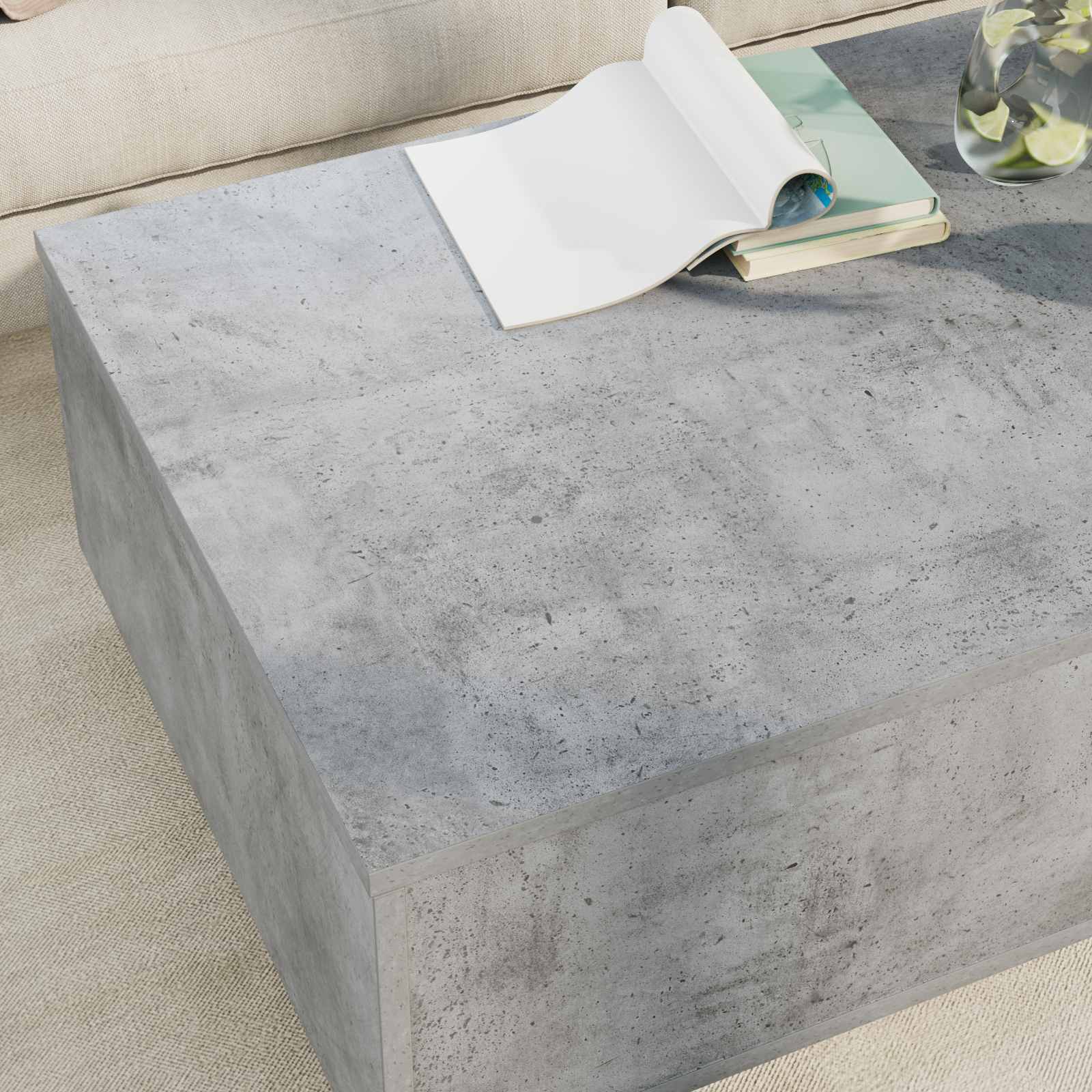 Kava Stol Betonski sivi 95 x 55 x 31 cm Konstruirano drvo