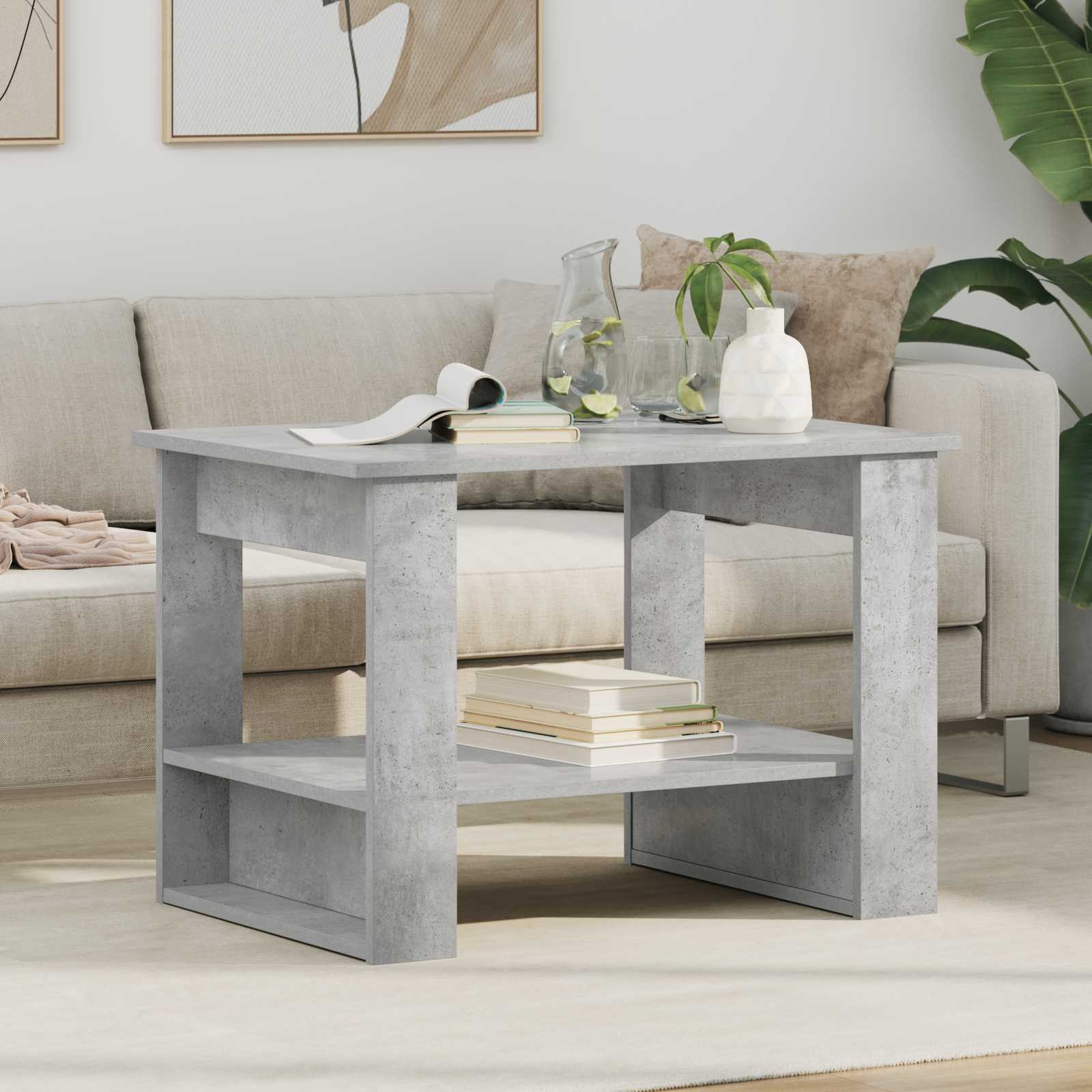 Kava Stol Betonski sivi 72 x 50 x 50 cm Konstruirano drvo