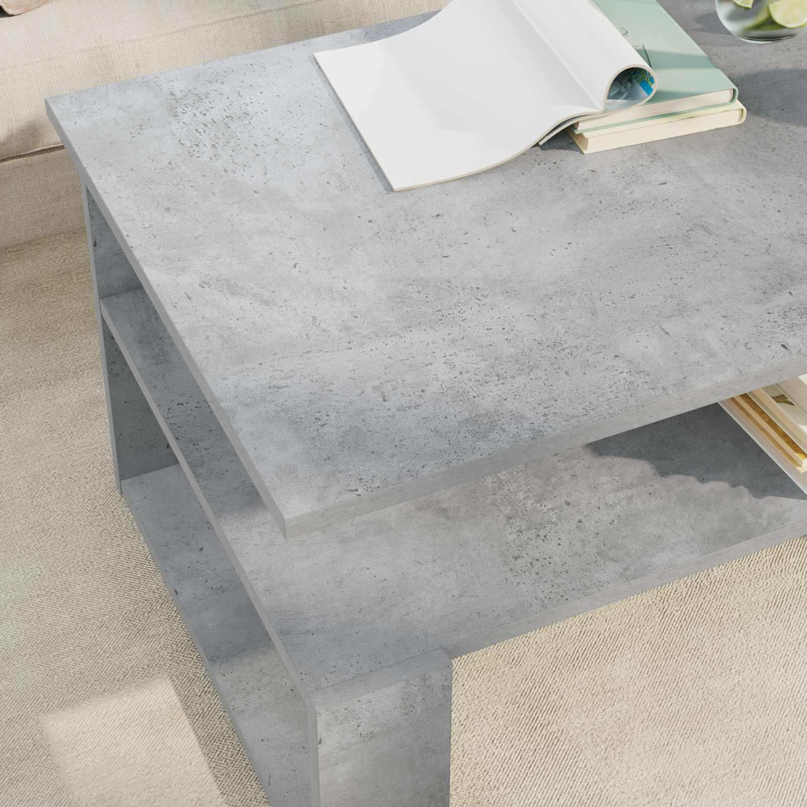 Kava Stol Betonski sivi 90 x 50 x 40 cm Konstruirano drvo