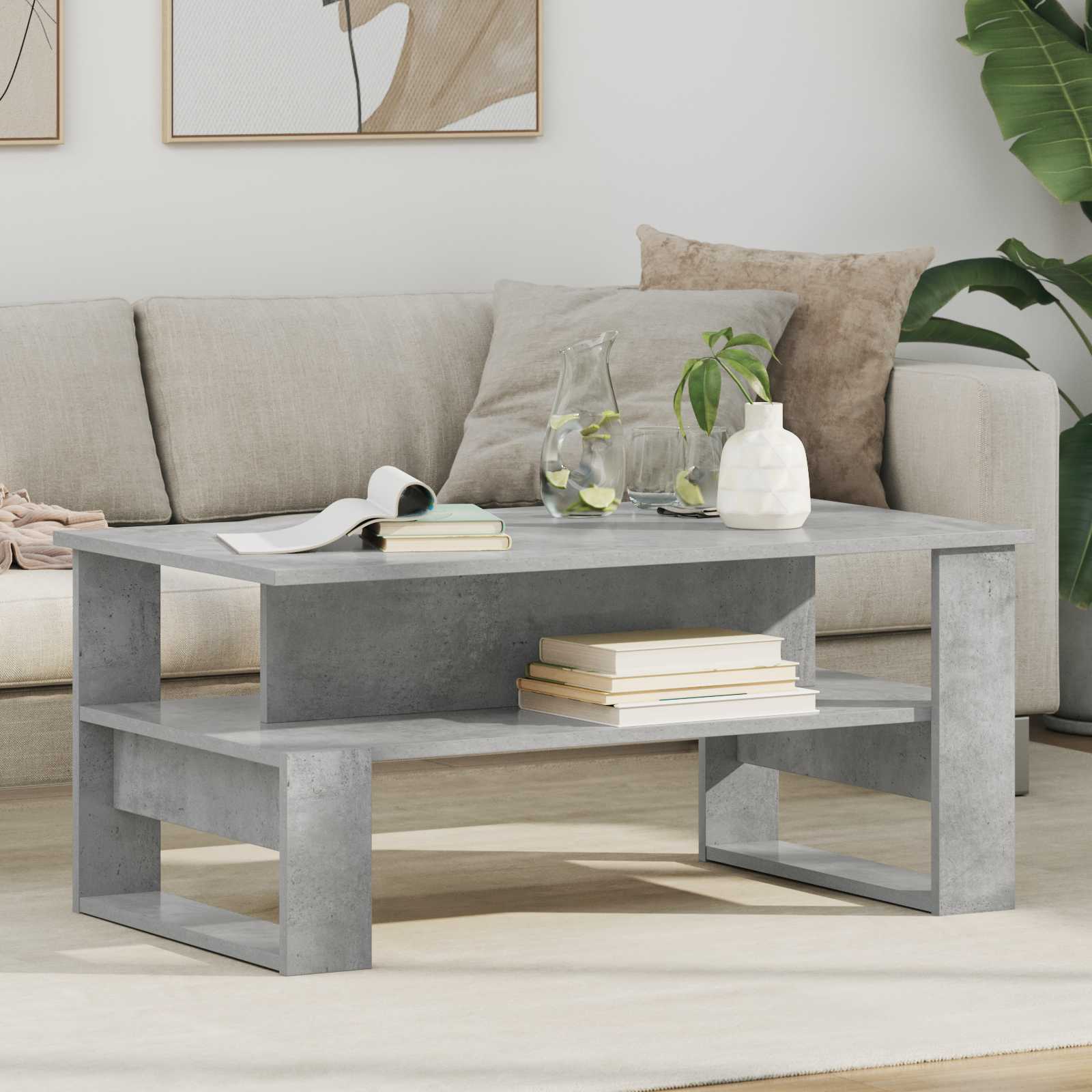 Kava Stol Betonski sivi 90 x 50 x 40 cm Konstruirano drvo