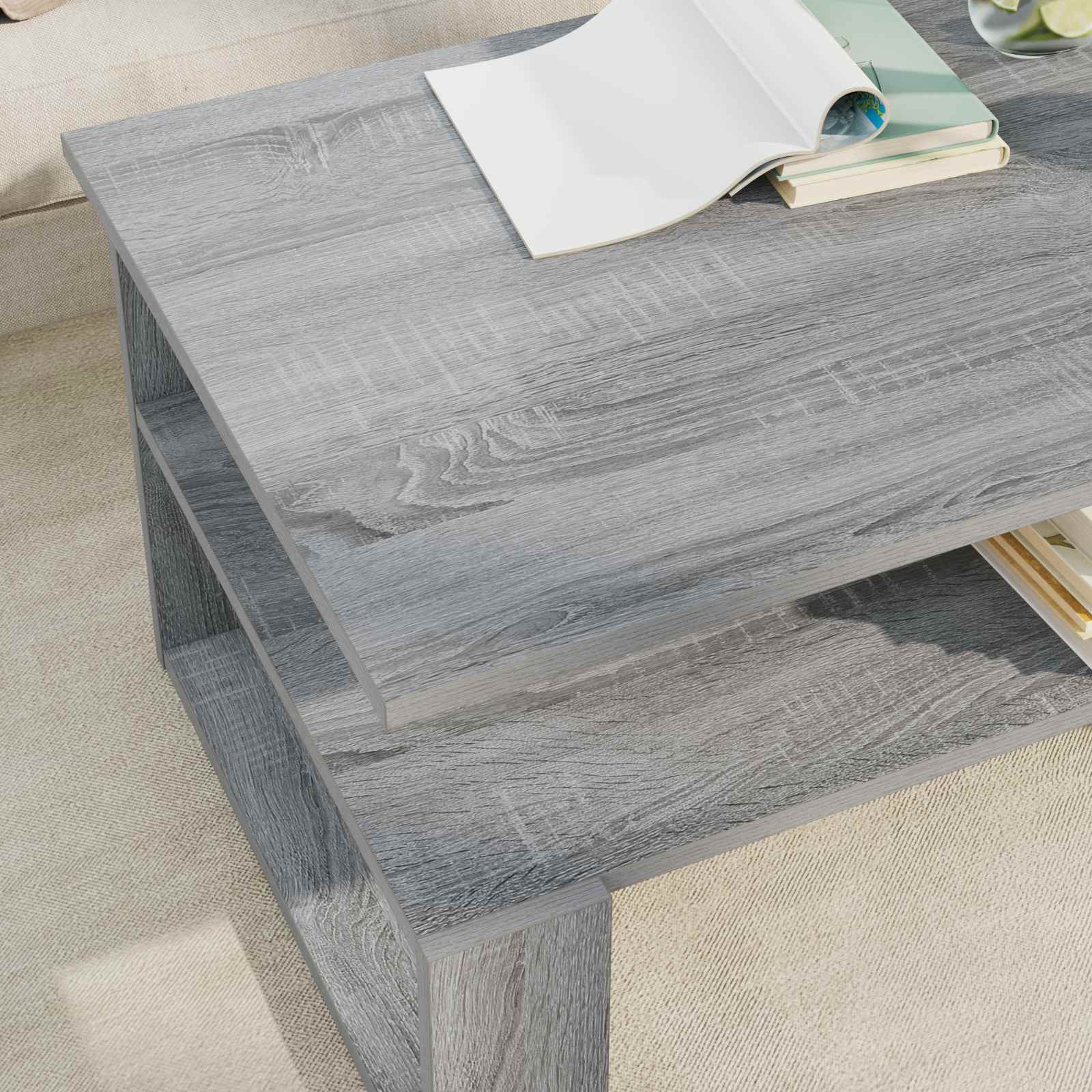 Kava Stol Siva Sonoma 90 x 50 x 40 cm Konstruirano drvo