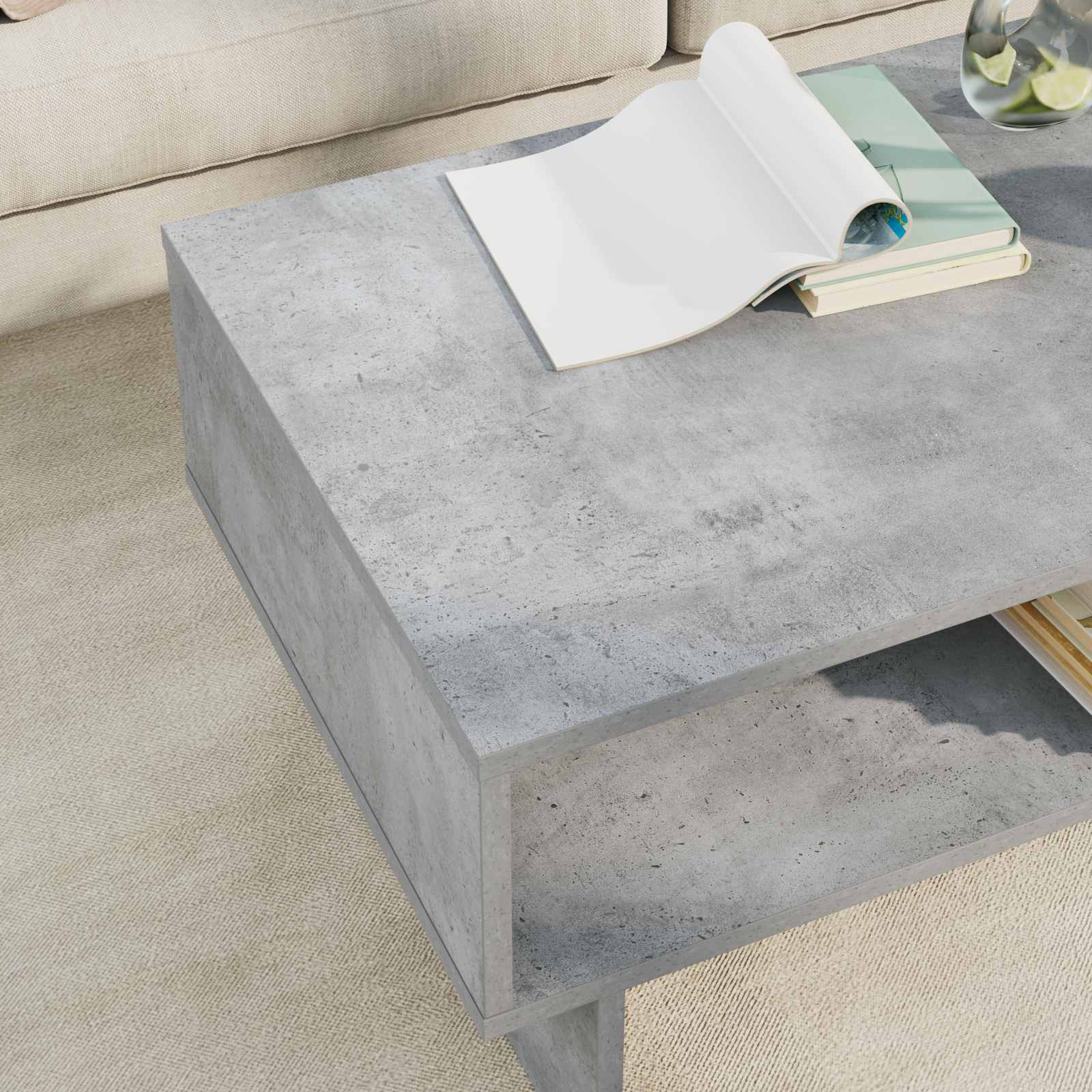 Kava Stol Betonski sivi 80 x 46 x 35 cm Konstruirano drvo