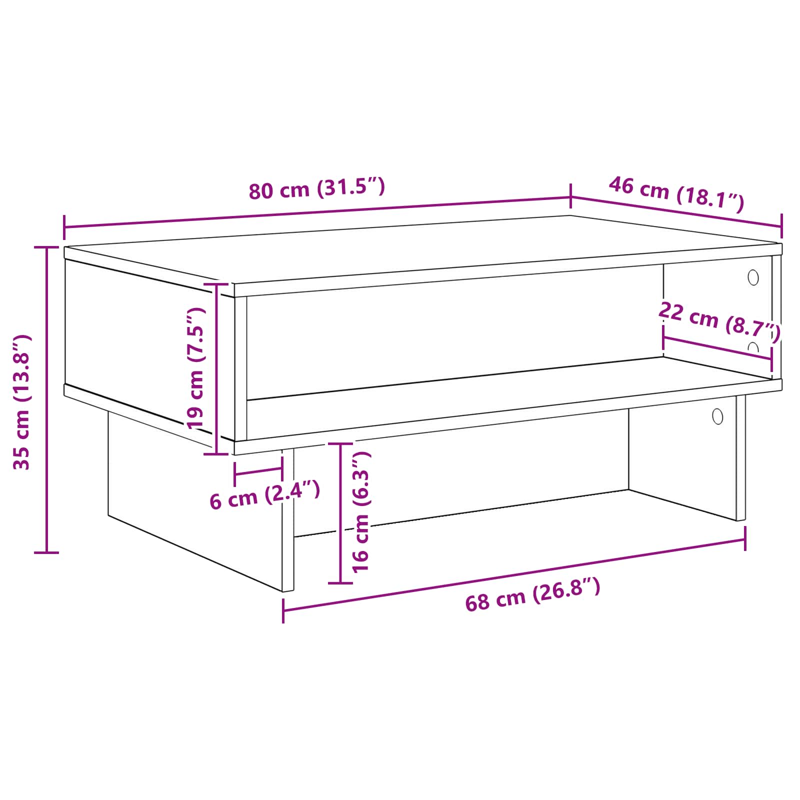 Kava Stol Dimljeni hrast 80 x 46 x 35 cm Konstruirano drvo