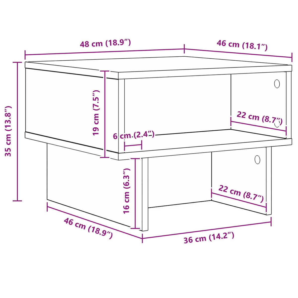 Kava Stol Bijelo 48 x 46 x 35 cm Konstruirano drvo