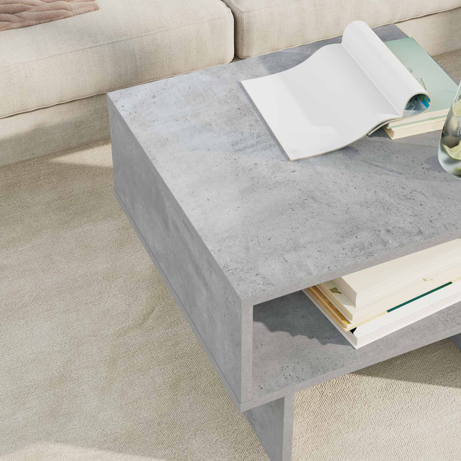 Kava Stol Betonski sivi 48 x 46 x 35 cm Konstruirano drvo
