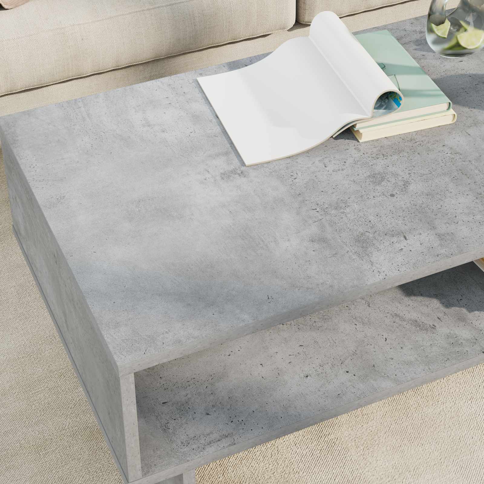 Kava Stol Betonski sivi 100 x 46 x 35 cm Konstruirano drvo