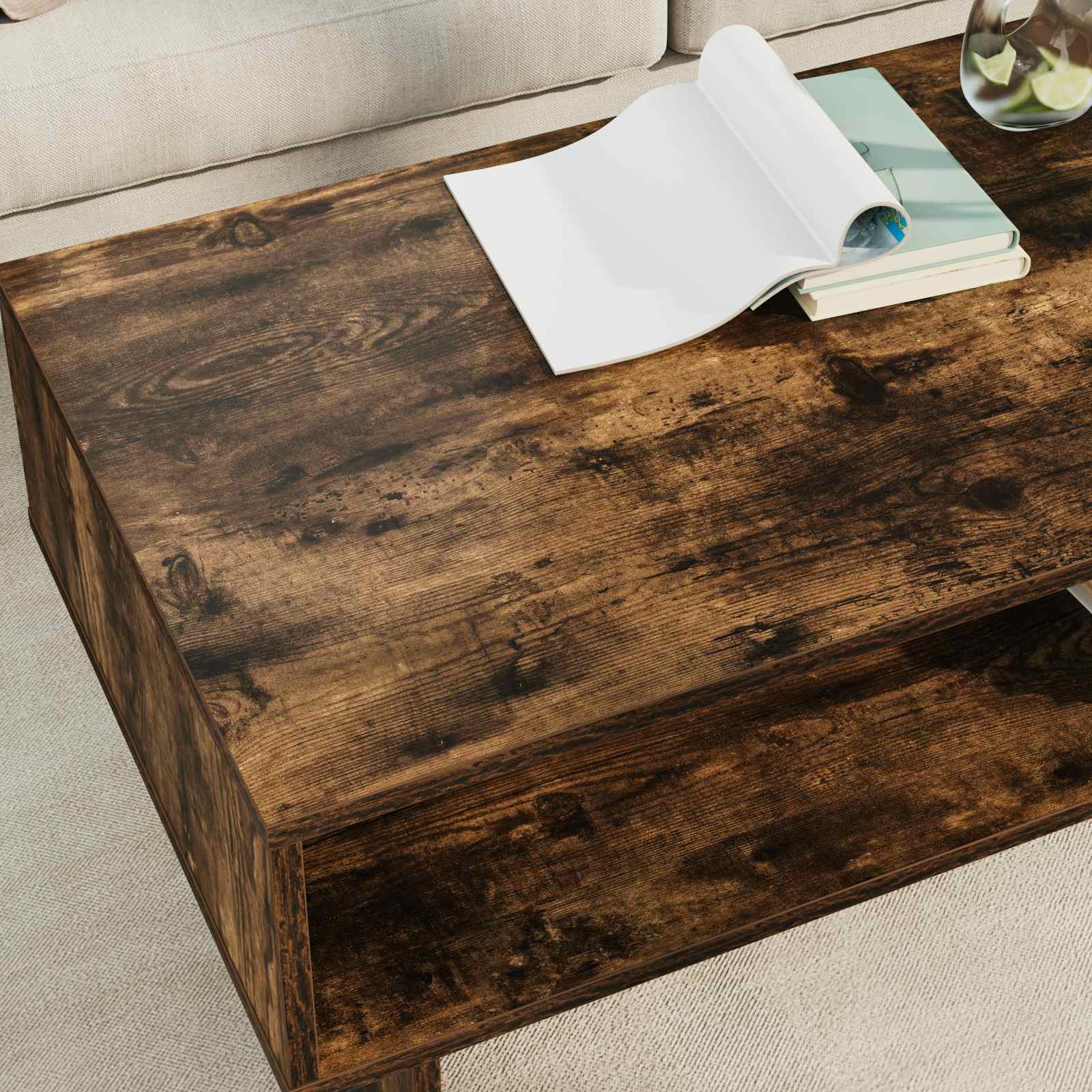 Kava Stol Dimljeni hrast 100 x 46 x 35 cm Konstruirano drvo