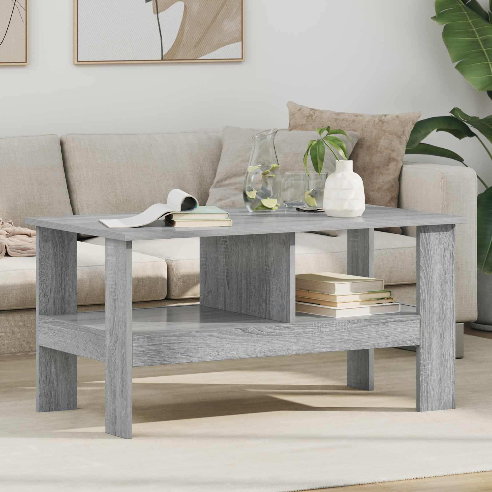 Kava Stol Siva Sonoma 90 x 50 x 45 cm Konstruirano drvo