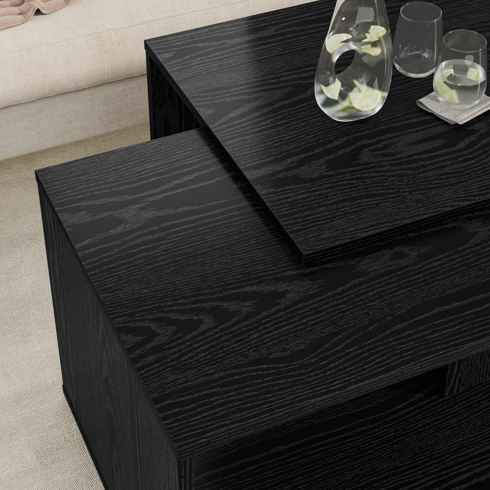 Set stolića za kavu 2 pcs Crni hrast Konstruirano drvo