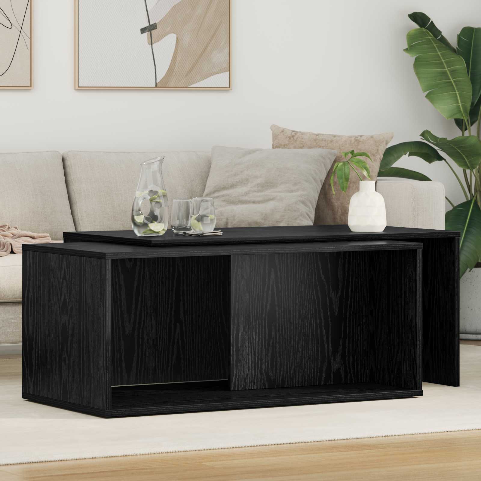 Set stolića za kavu 2 pcs Crni hrast Konstruirano drvo