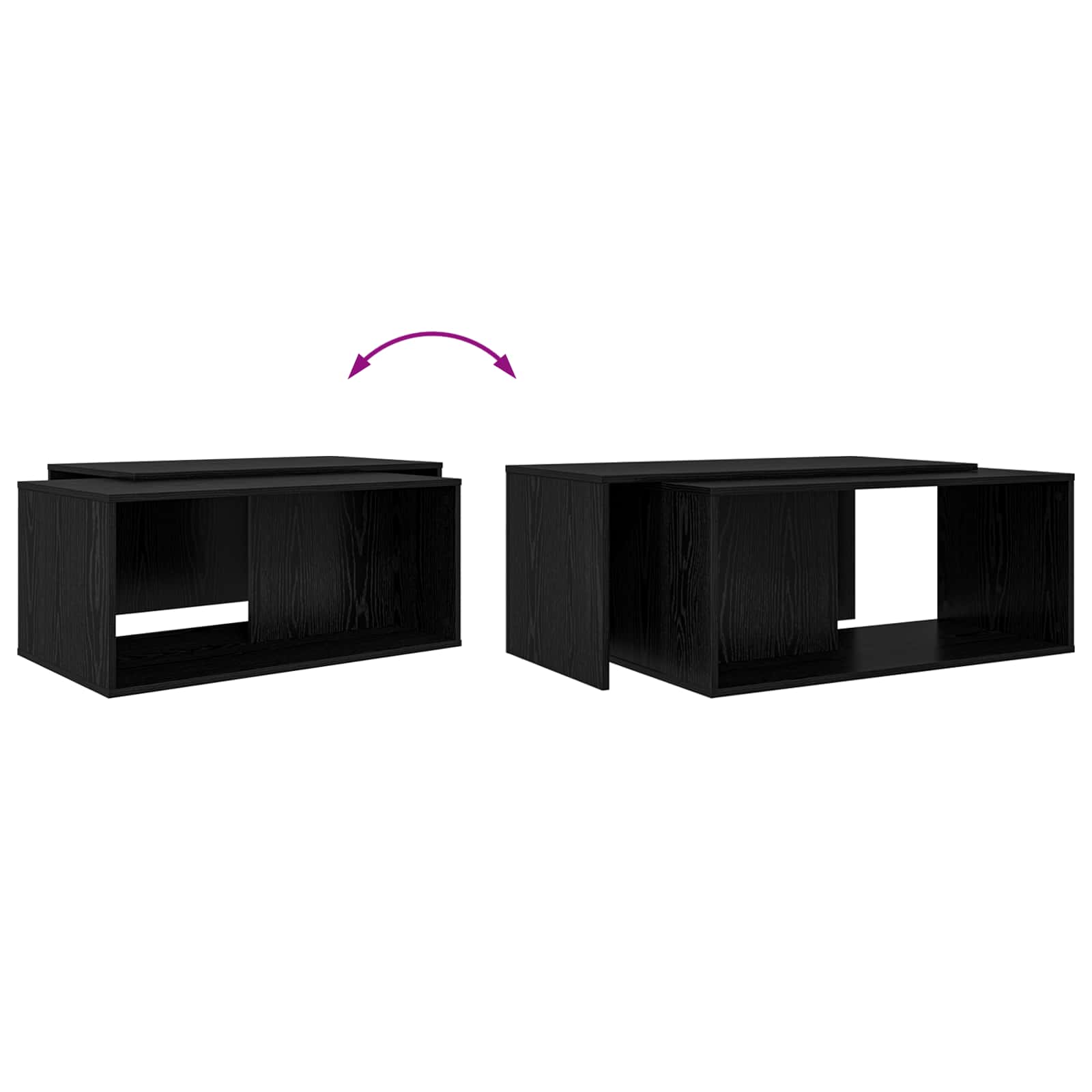 Set stolića za kavu 2 pcs Crni hrast Konstruirano drvo
