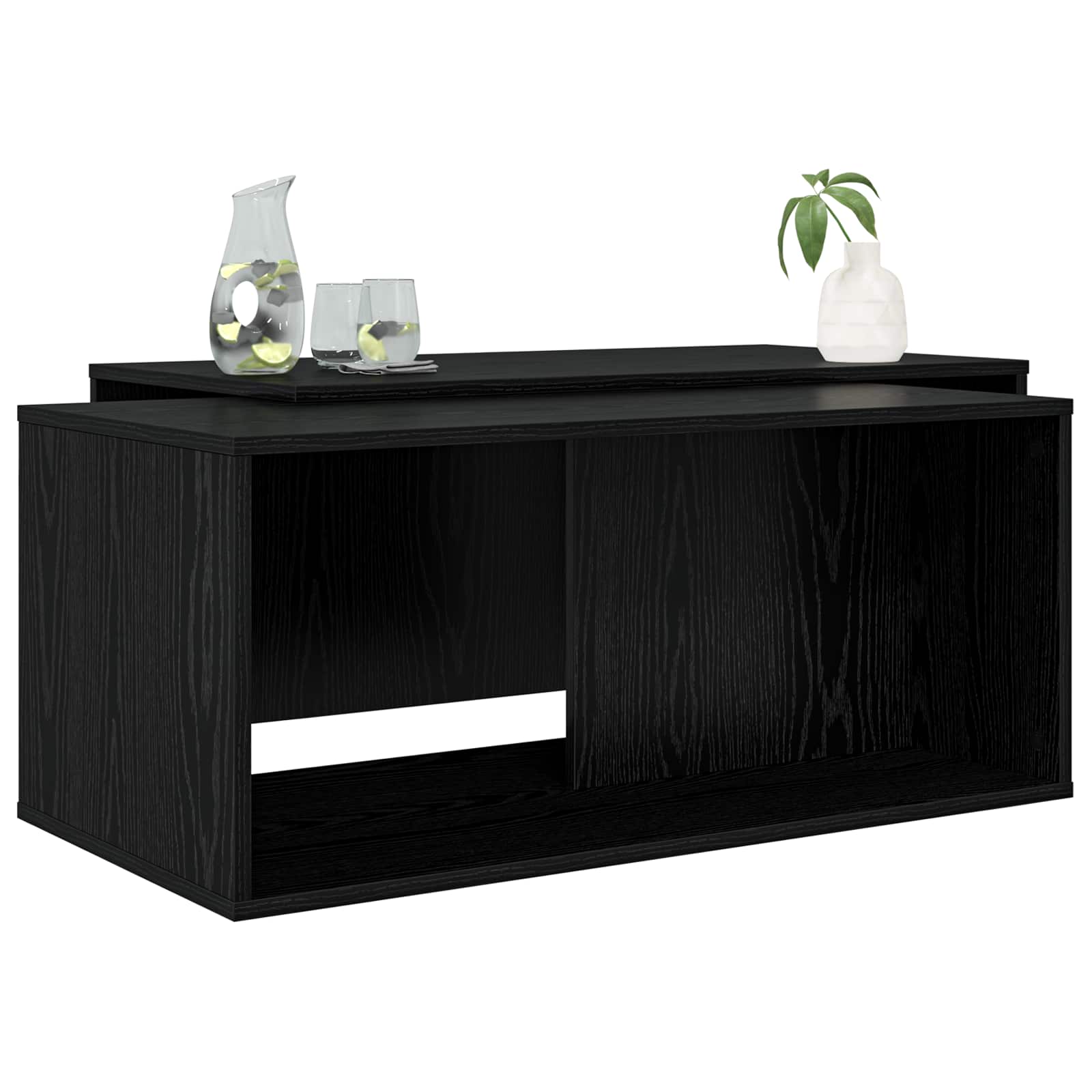 Set stolića za kavu 2 pcs Crni hrast Konstruirano drvo