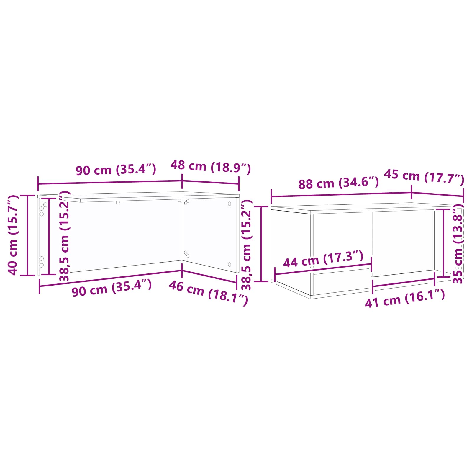 Set stolića za kavu 2 pcs Crni hrast Konstruirano drvo