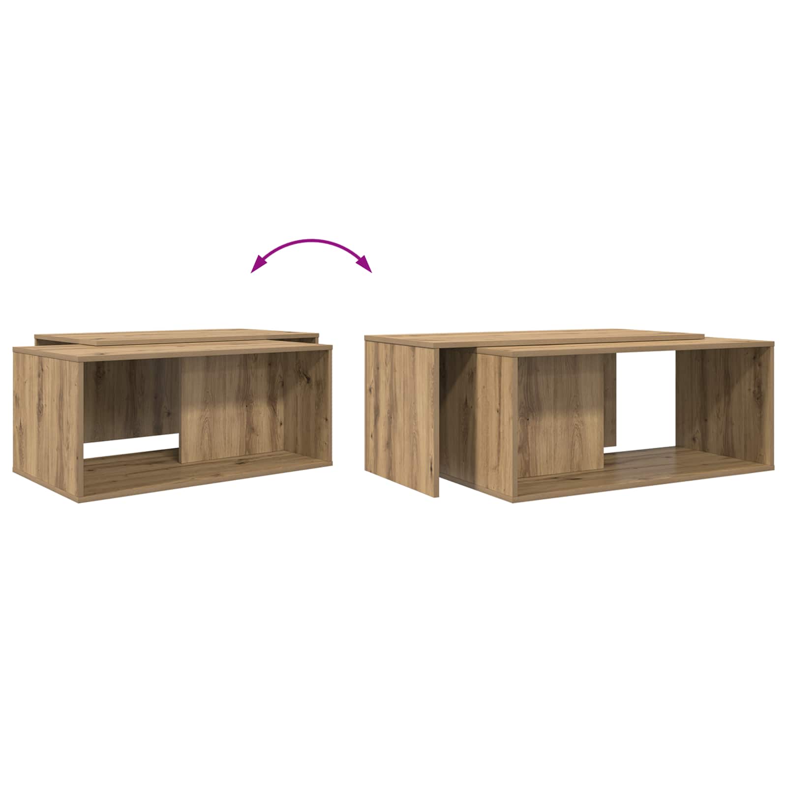 Set stolića za kavu 2 pcs Umjetnički hrast Konstruirano drvo