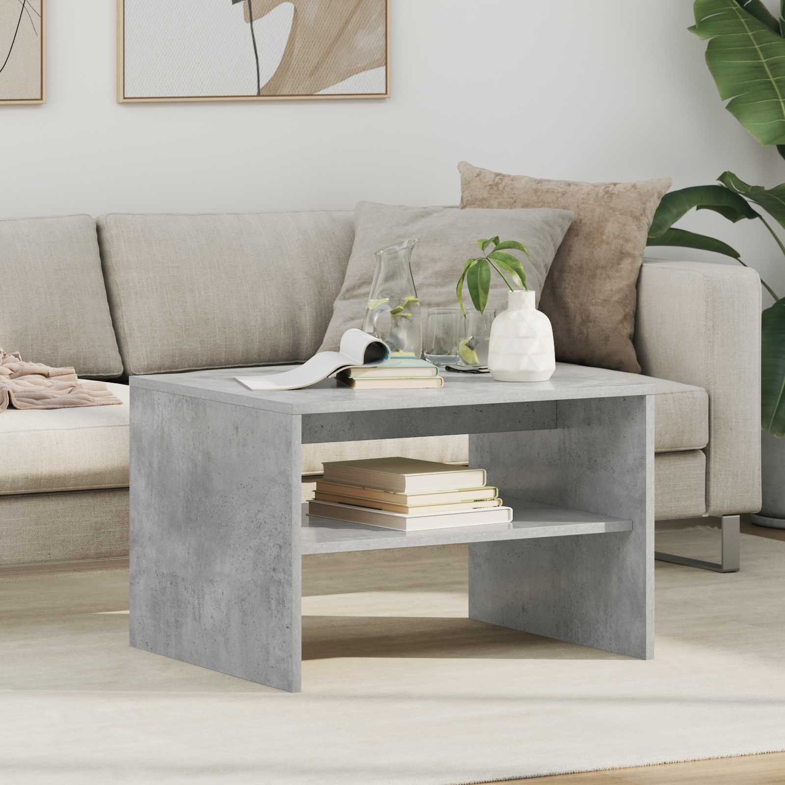 Kava Stol Betonski sivi 60 x 50 x 40 cm Konstruirano drvo
