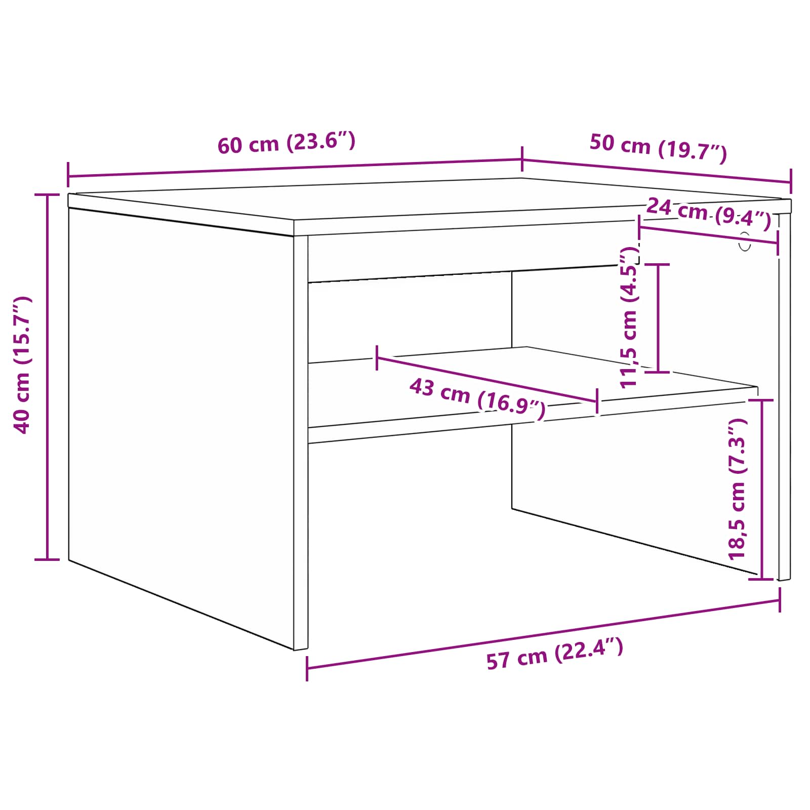 Kava Stol Betonski sivi 60 x 50 x 40 cm Konstruirano drvo