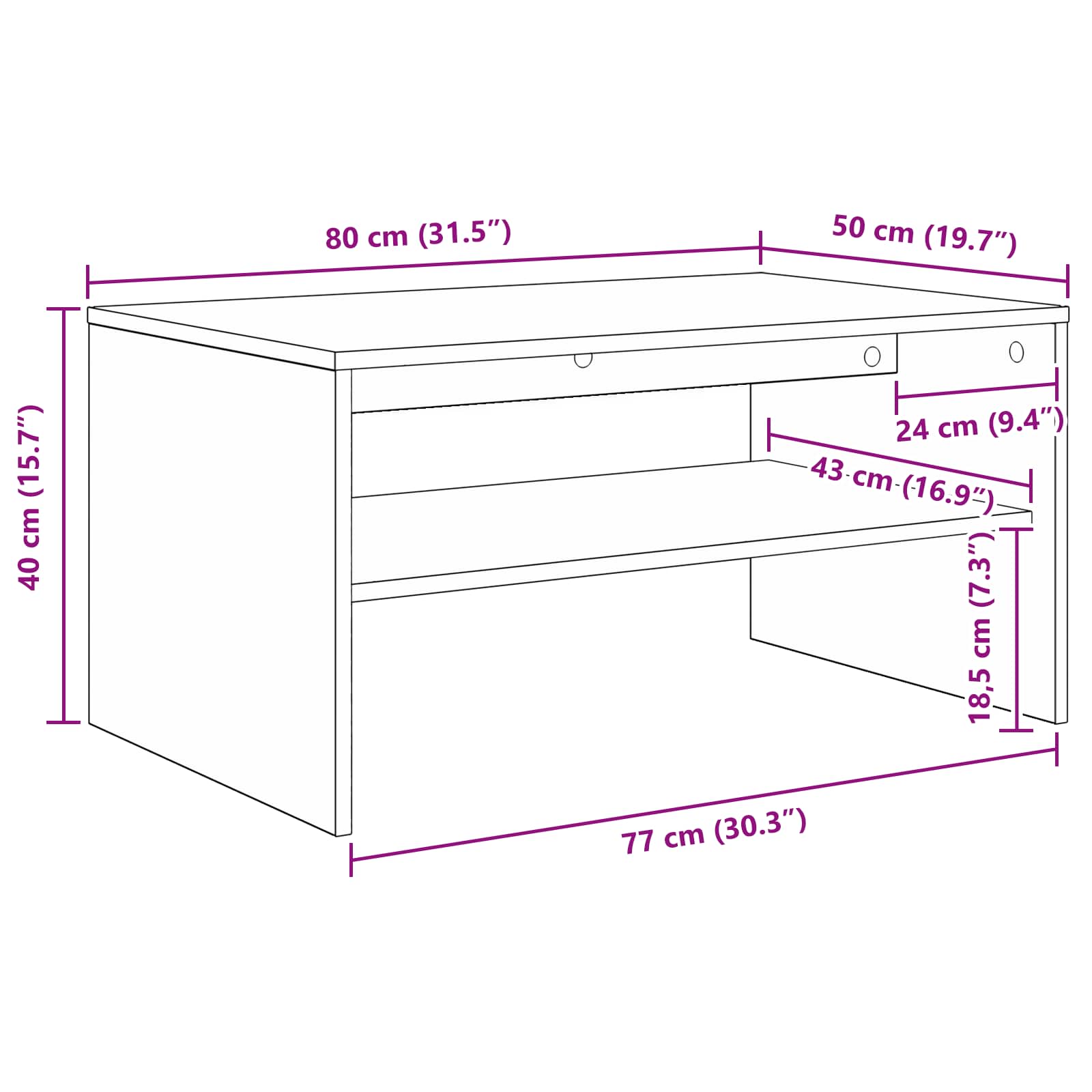 Kava Stol Bijelo 80 x 50 x 40 cm Konstruirano drvo