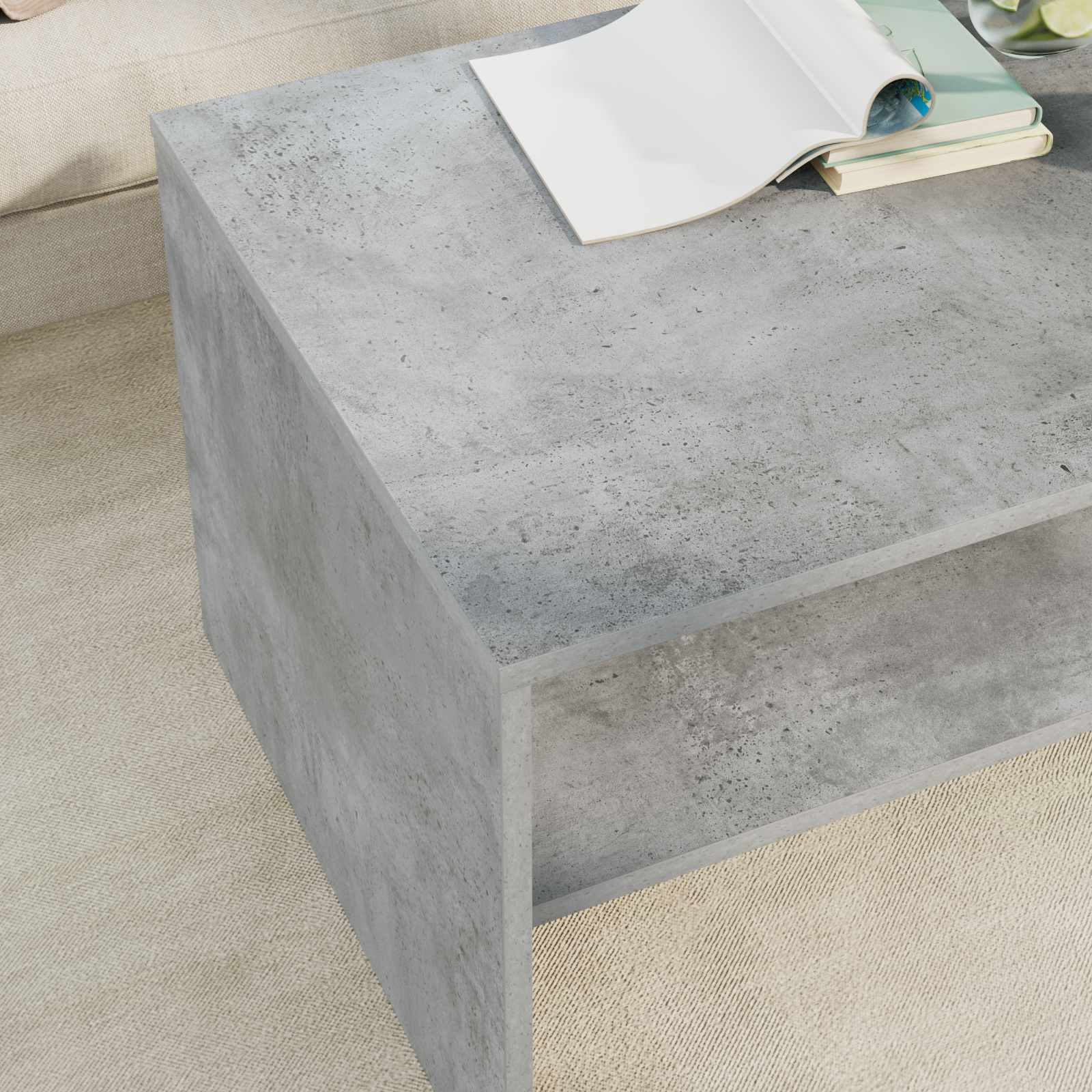 Kava Stol Betonski sivi 80 x 50 x 40 cm Konstruirano drvo