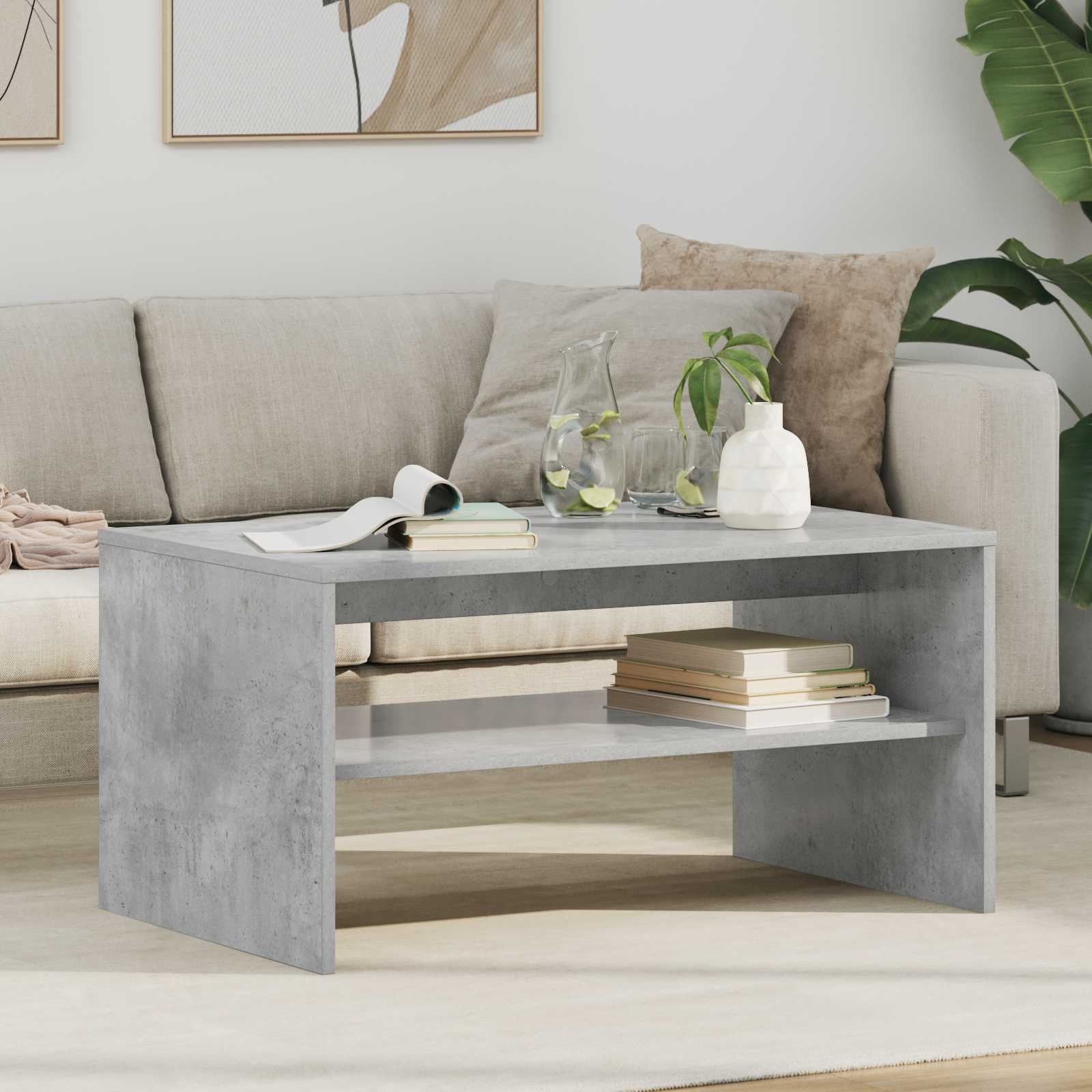 Kava Stol Betonski sivi 80 x 50 x 40 cm Konstruirano drvo