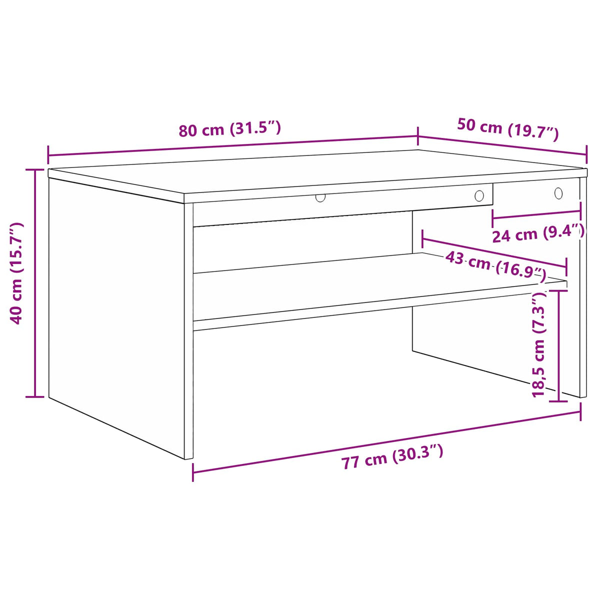 Kava Stol Betonski sivi 80 x 50 x 40 cm Konstruirano drvo