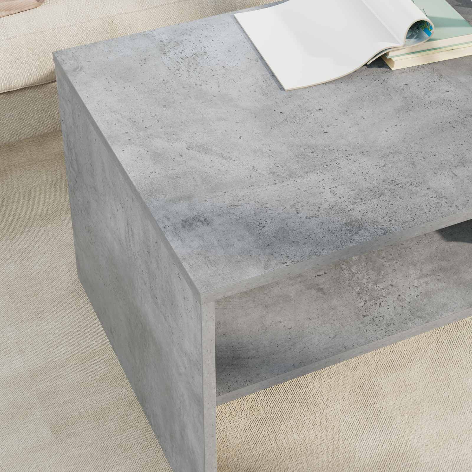 Kava Stol Betonski sivi 100 x 50 x 40 cm Konstruirano drvo