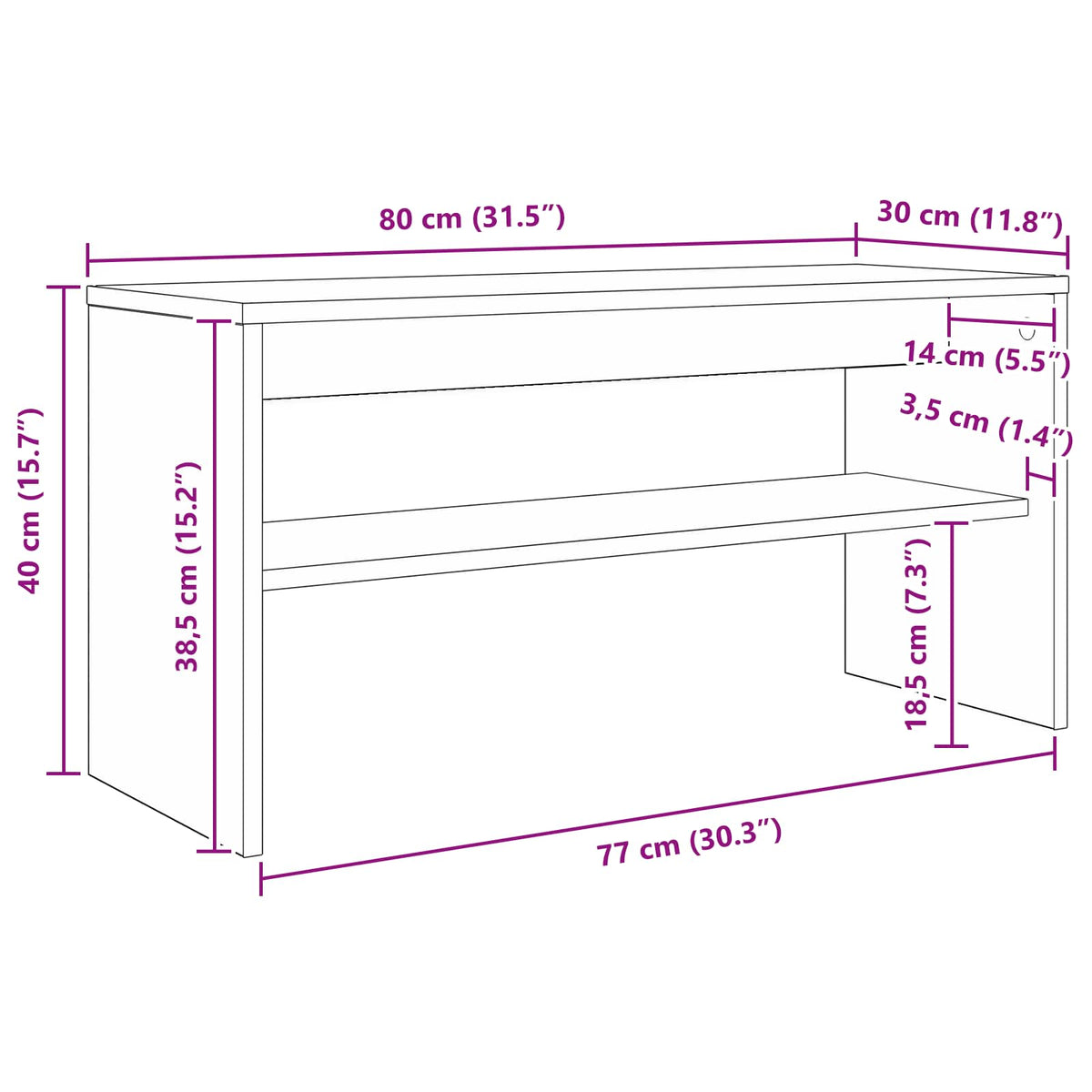 TV ormar Crni hrast 80 x 30 x 40 cm Konstruirano drvo