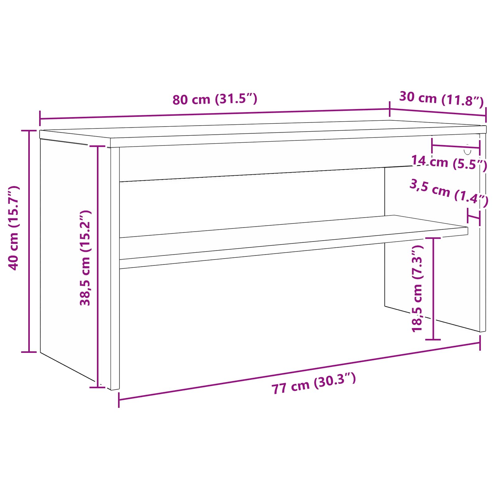 TV ormar Crni hrast 80 x 30 x 40 cm Konstruirano drvo