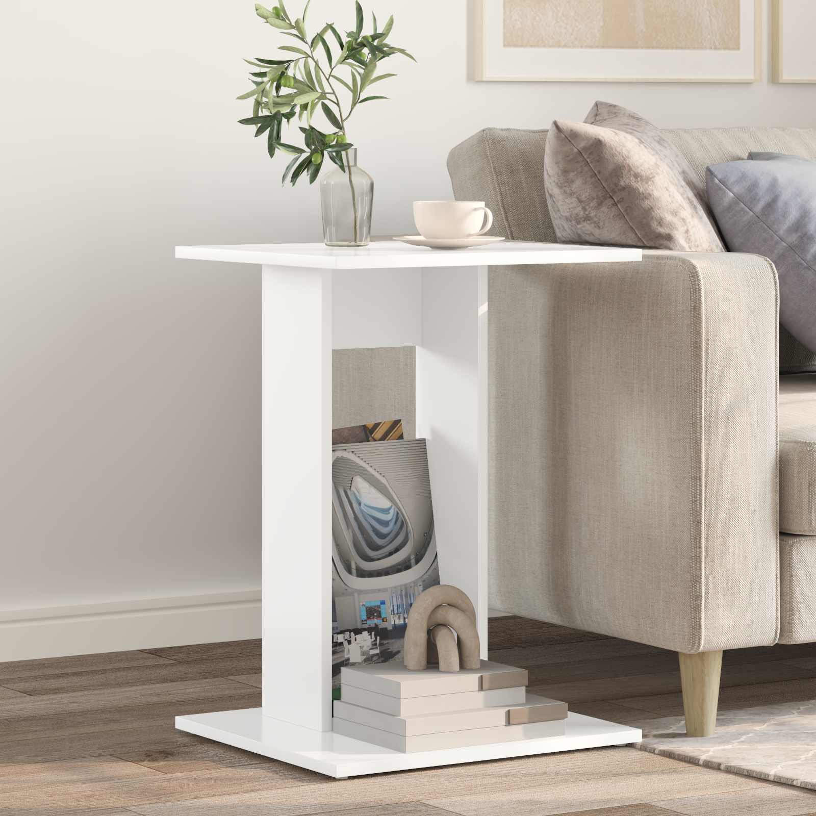 Bocni stol Bijelo 45 x 40 x 62,5 cm Konstruirano drvo